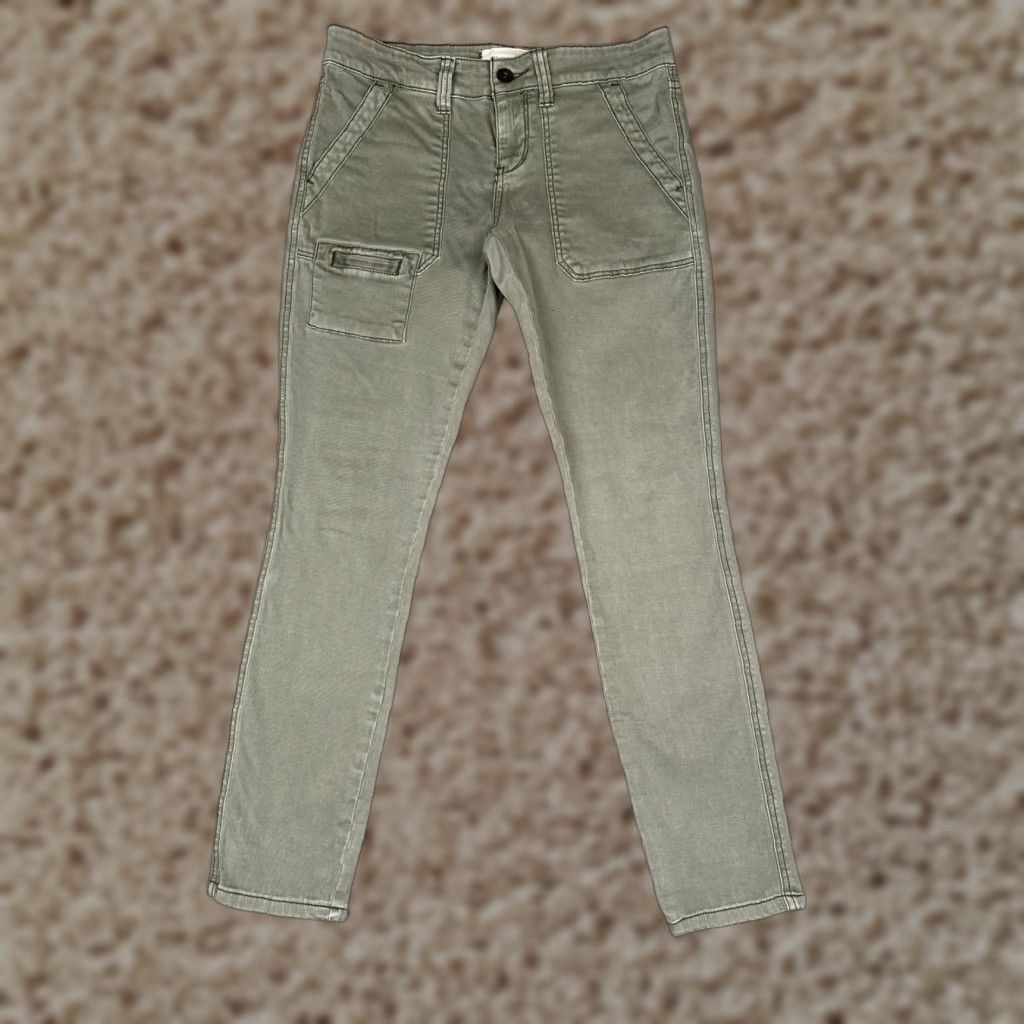 Anthropologie Hei Hei Jeans Womens 26P Green Cargo Skinny Twill Stretch Petite Pants