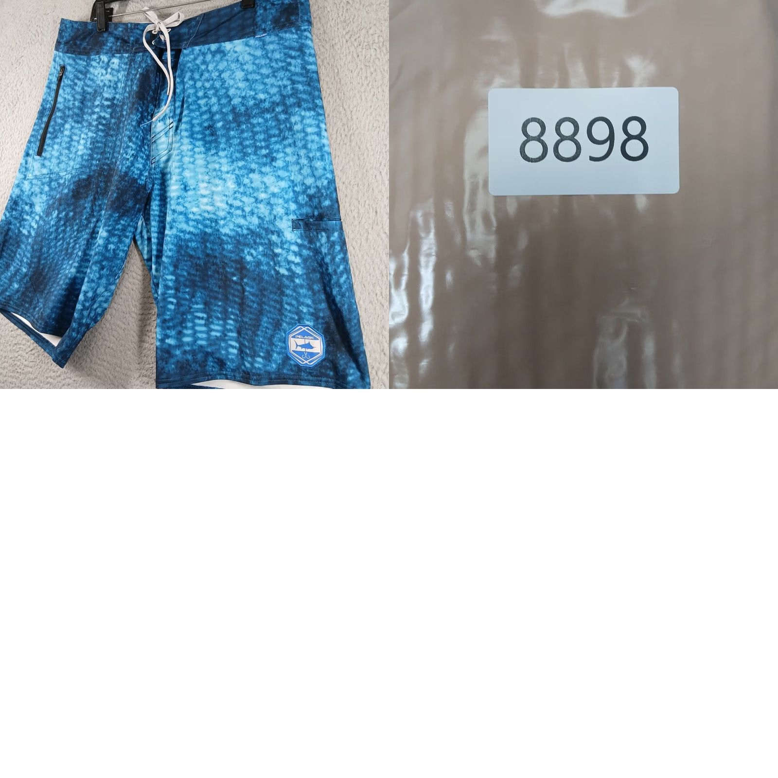 PELAGIC Argonaut Boardshorts Blue 36 Geometric Fish Scale
