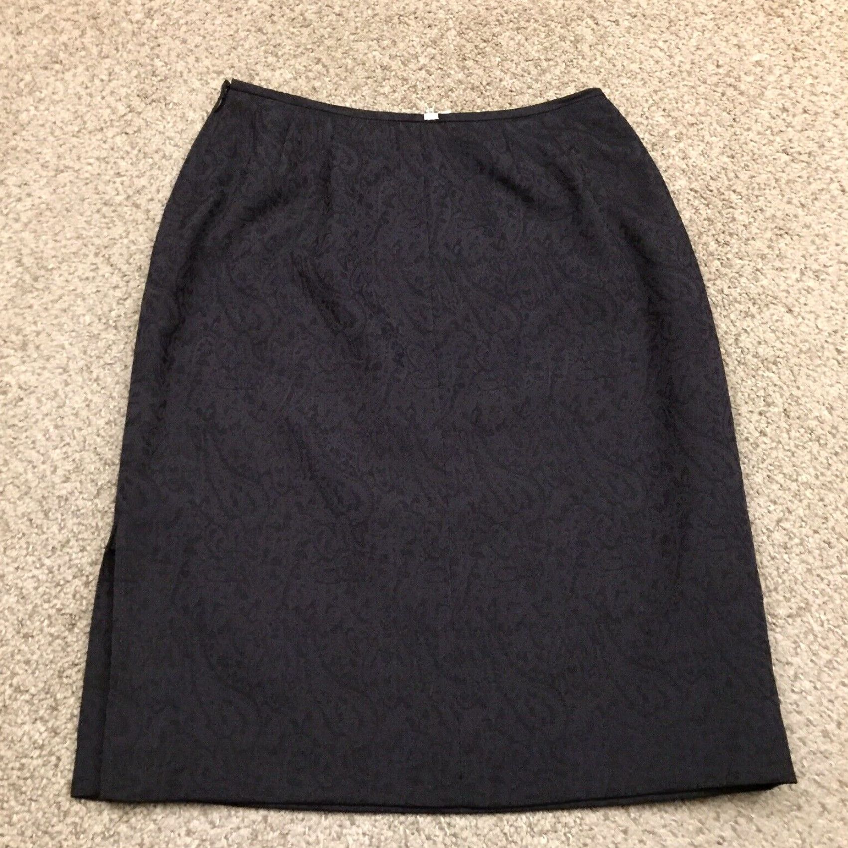 Anne Klein Anne Klein Skirt Women Knee Length High Waist Black Paisley Lined Side Slit Size 8 Pencil Straight | Regular Rise Ul Size 30" / US 8 / IT 44 - 7 Thumbnail