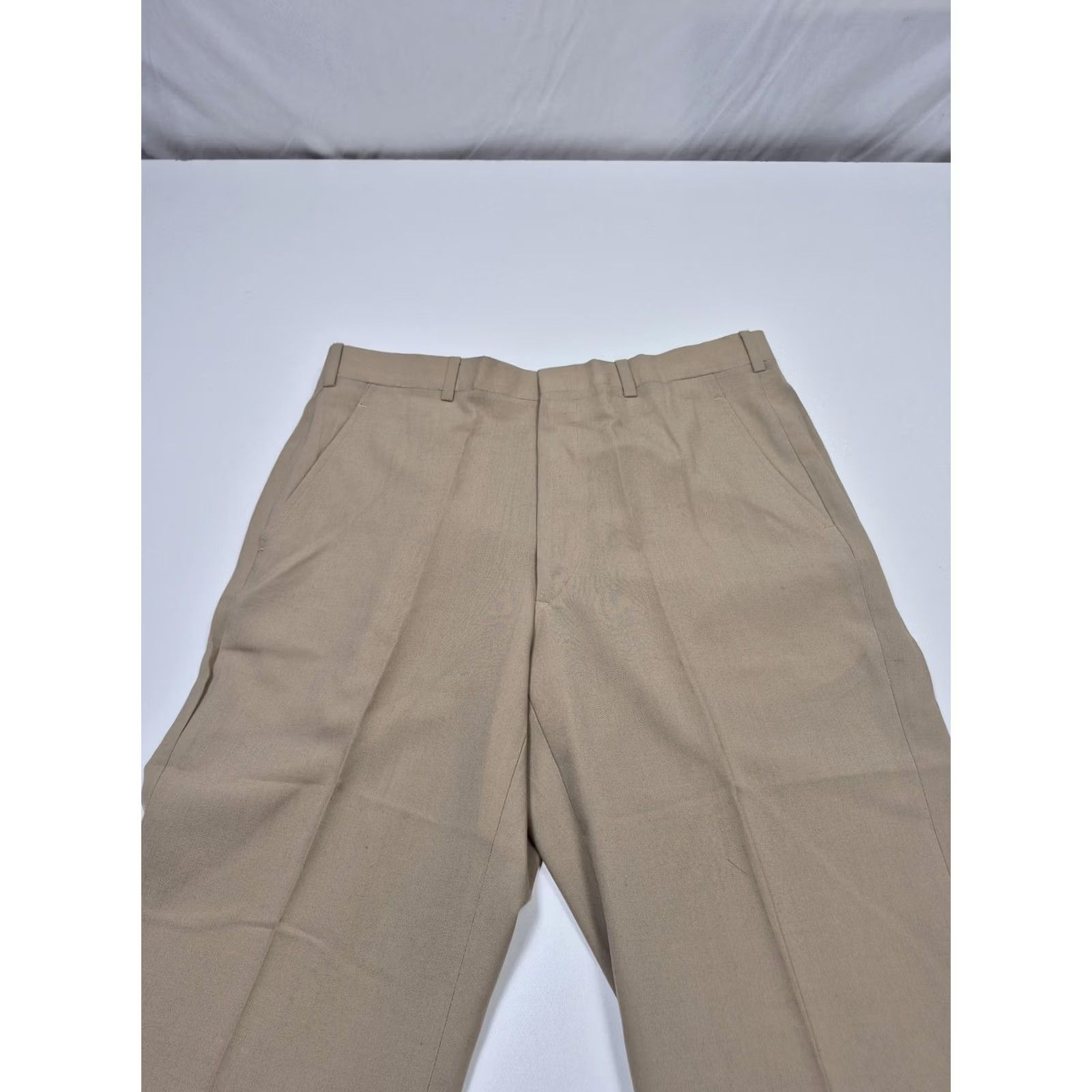 Vintage VTG Major Slacks Dress Pants Mens 32x36 Beige Wool Blend Unhemmed Flat Front Pants Mens Beige 32 Inseam 36 Front Pockets Slac... Size US 32 / EU 48 - 2 Thumbnail