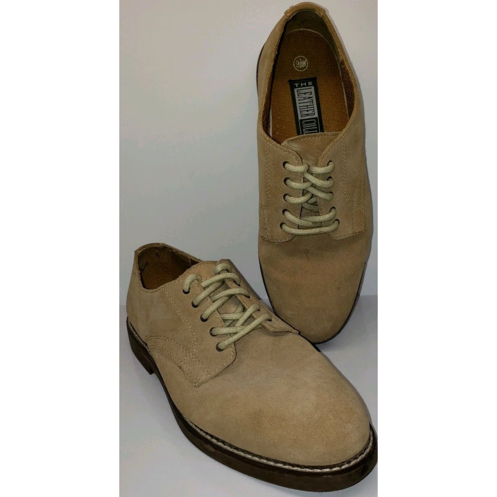 Vintage Leather Collection Men's Suede Oxford Sz. 9.5W Beige/Khaki Casual Lace-Up Shoes Size US 10 / EU 43 - 2 Thumbnail