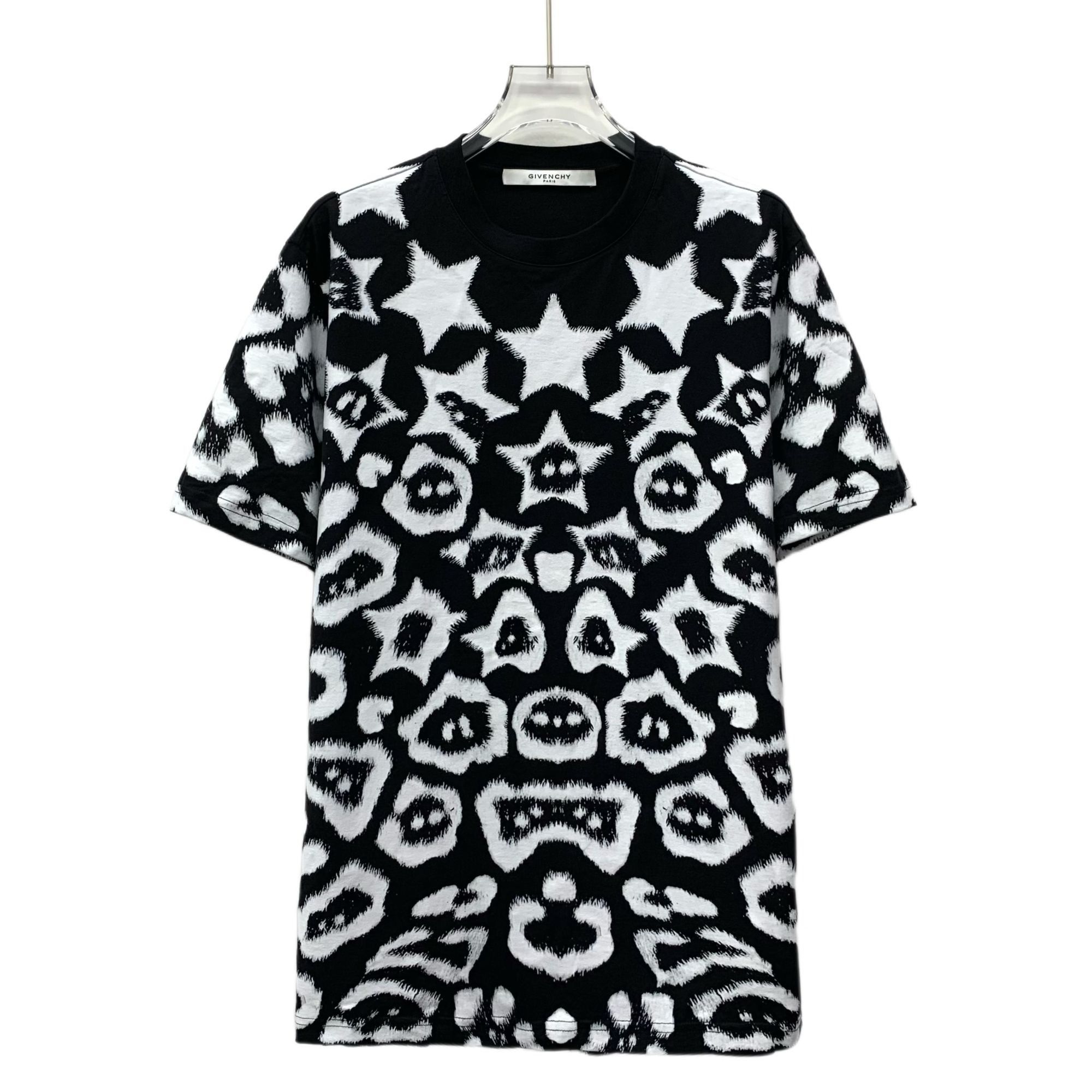 Givenchy Black & White Star Graffiti Print Cotton Round-Neck