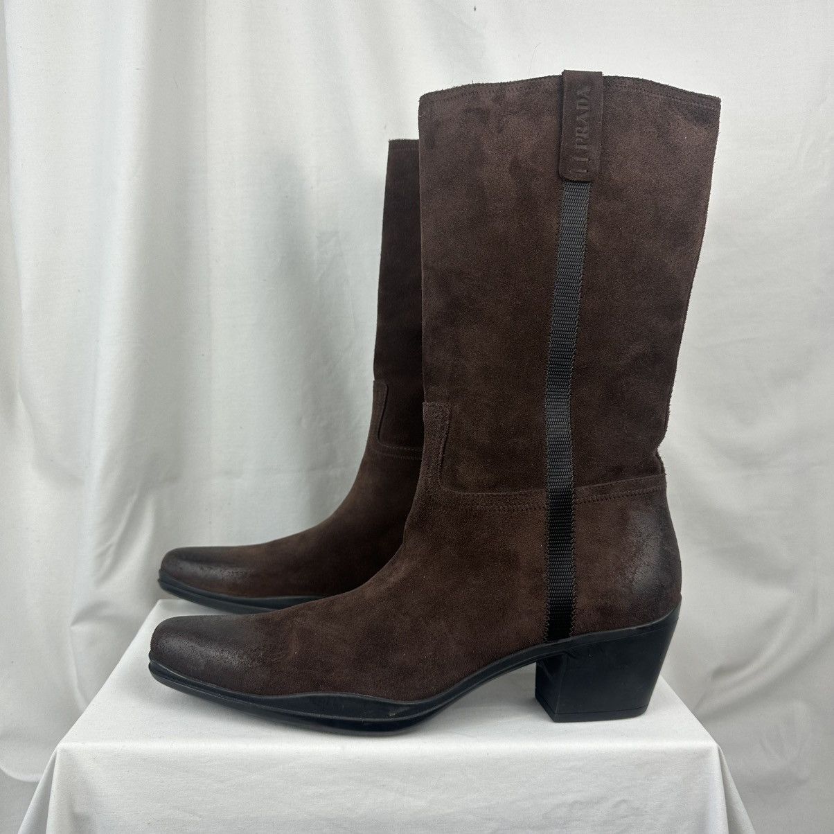 Prada Prada Brown Suede Mid Calf Western Boots Size US 11 / IT 41 - 5 Thumbnail