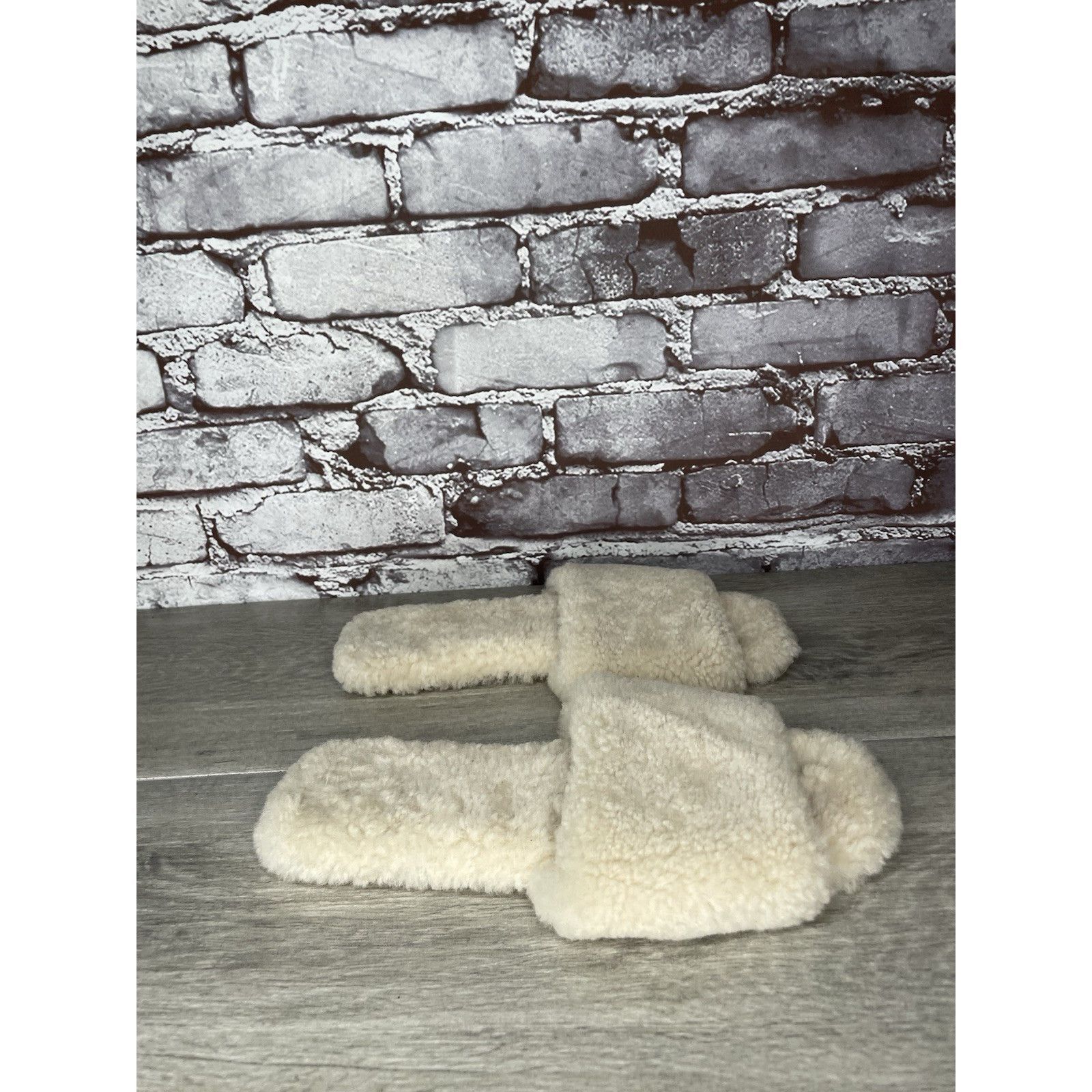 Other Raye Sherp Ivory Cream Faux Fur Slippers Open Toe Sandals Wo Size US 7 / IT 37 - 3 Thumbnail