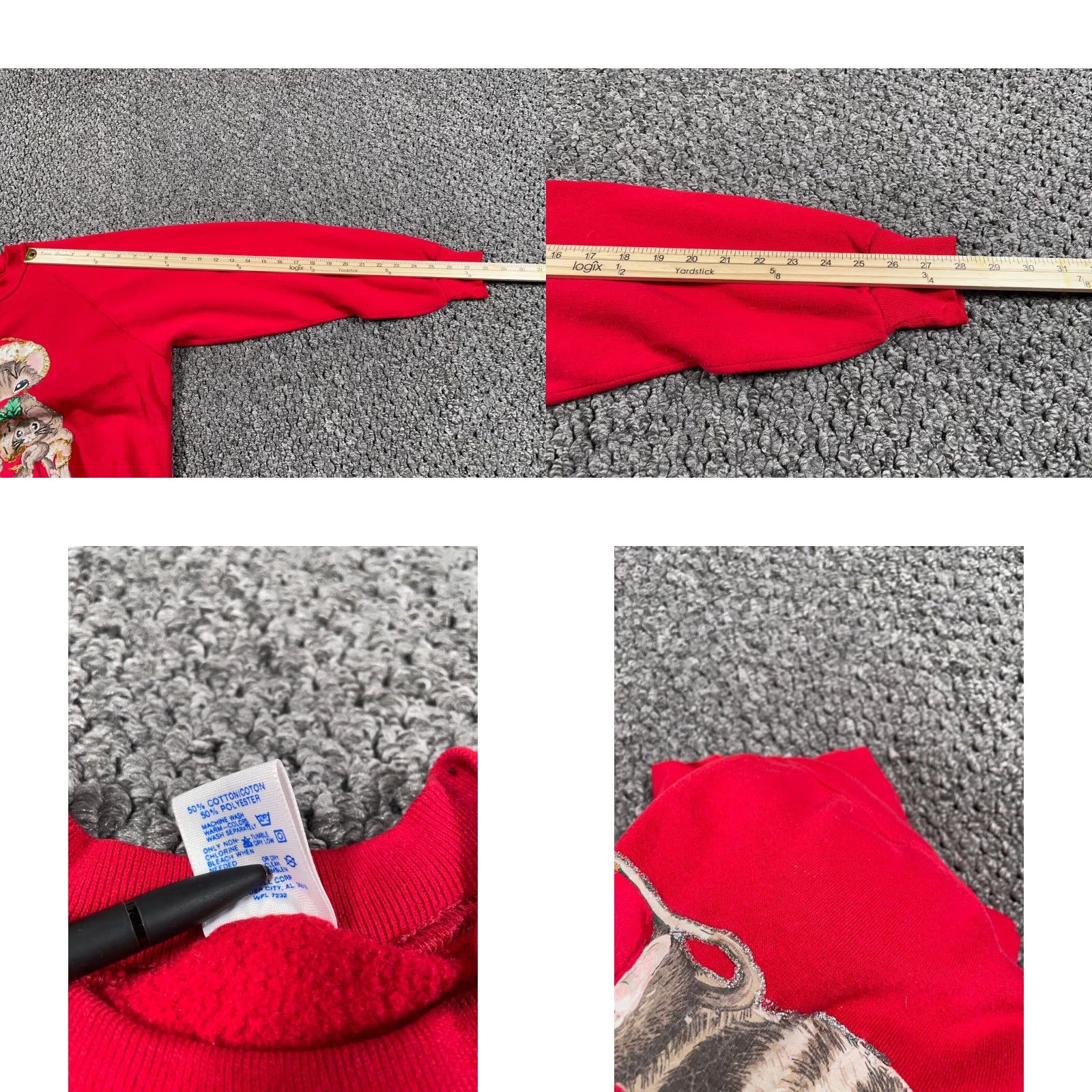 Jerzees VINTAGE Jerzees Sweatshirt 90s Christmas Kittens Raglan Sleeve Red Crew Neck Pullover Adult L Cat Womens Holiday Warm Sweatshirt Size L / US 10 / IT 46 - 8 Thumbnail