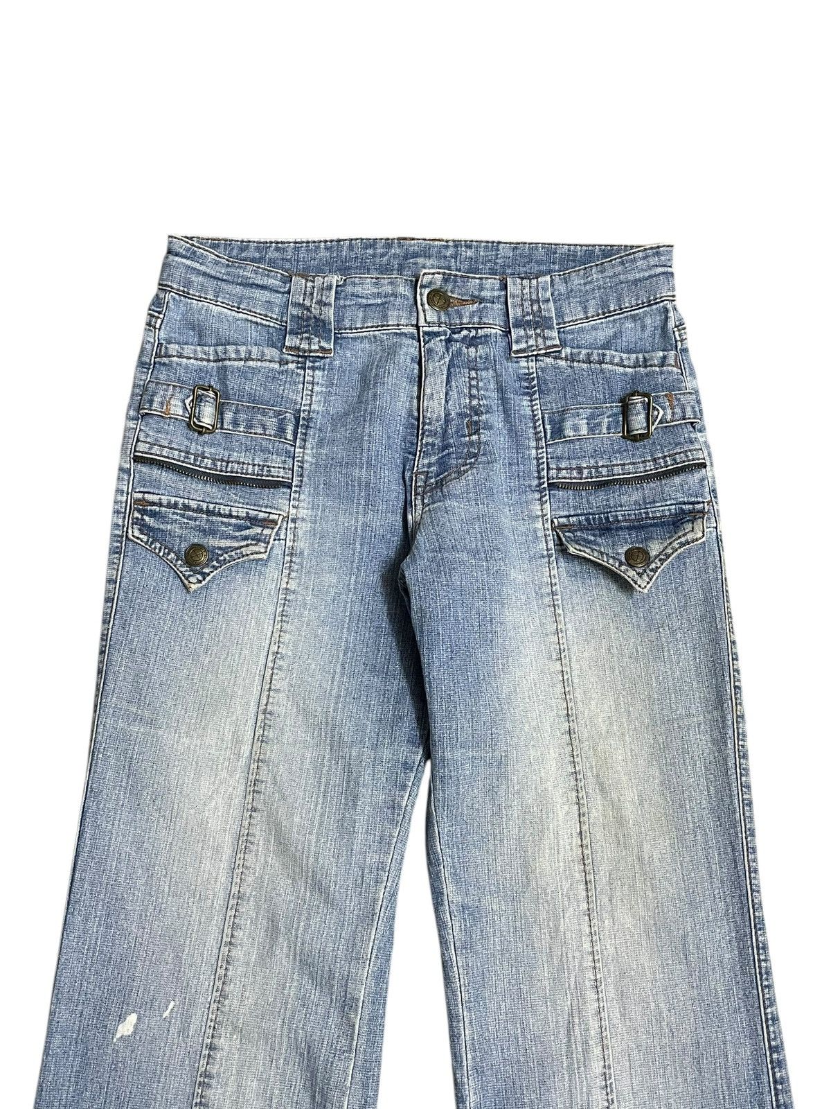 Japanese Brand Vtg Japanese Women’s Denim Punk Style Buckle Wide Leg Jeans Size 27" / US 4 / IT 40 - 3 Thumbnail