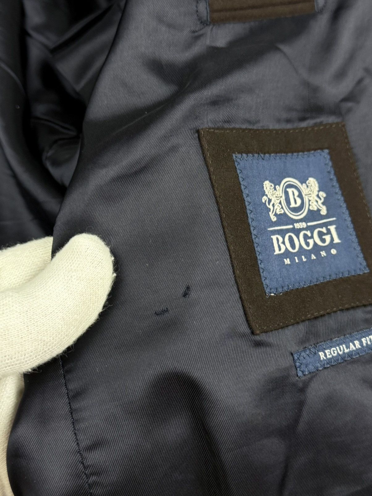 Boggi Boggi Milano Mens Blazer Navy Blue Size 54 Fit Quilted Lined Size 54R - 15 Thumbnail