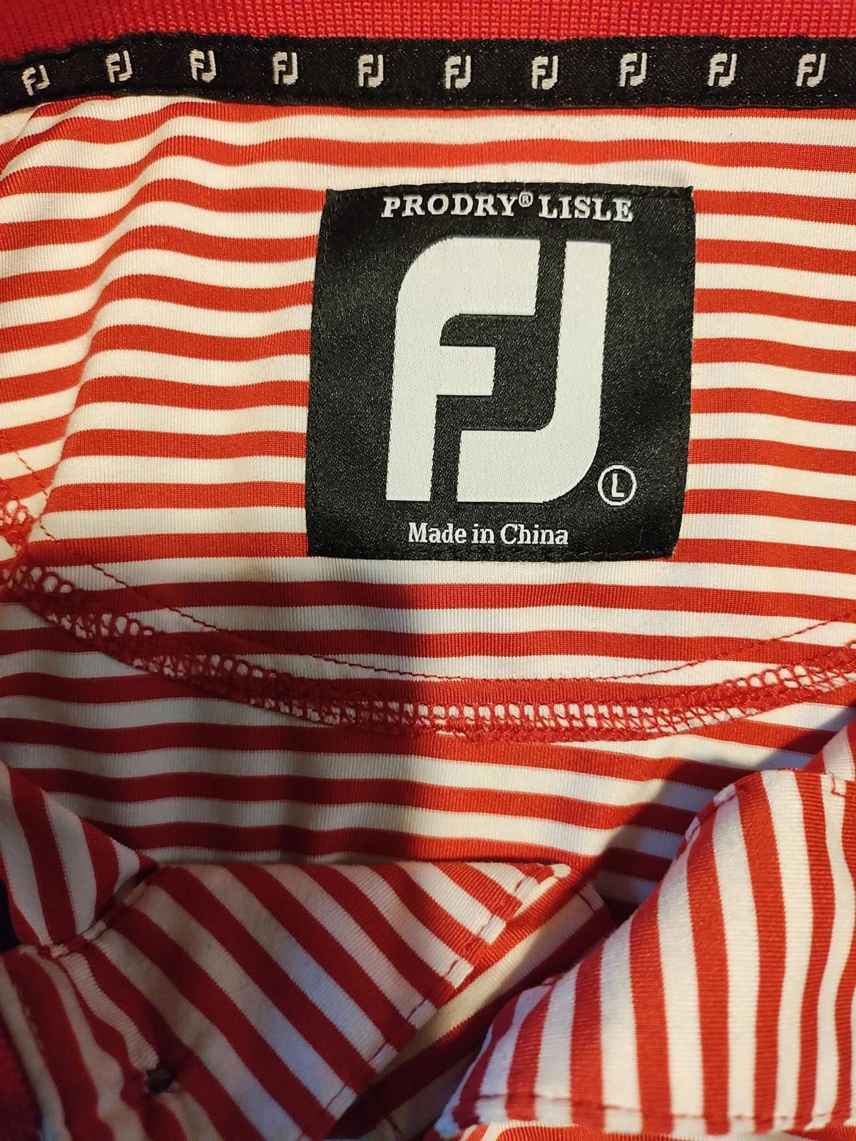 Footjoy FootJoy Prodry Lisle Men's Red and White Striped Polo Shirt Size US L / EU 52-54 / 3 - 5 Thumbnail