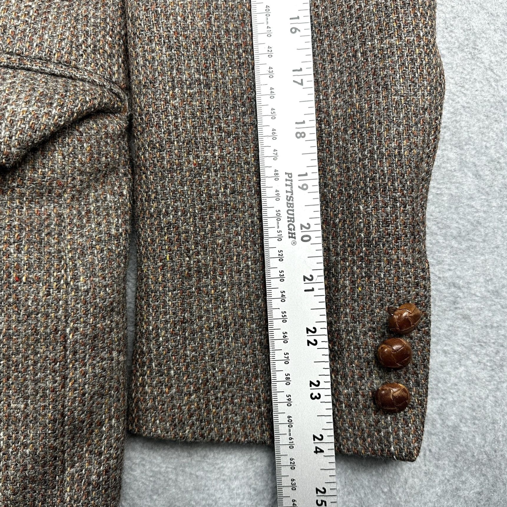Vintage Yardam Ltd Mens Blazer Sport Coat 40R Brown Gray Tweed 2 Button Notch Lapel Wool Jacket Jacket Front Two-Button Single-Breasted Casual Business Mens Size 40R - 5 Thumbnail