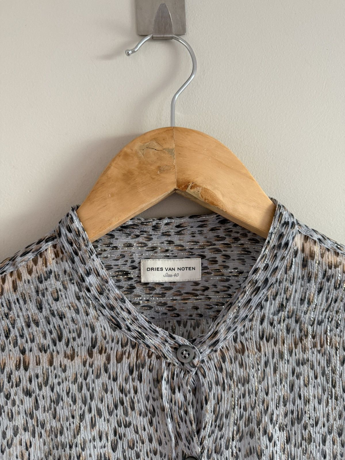 Dries Van Noten Vintage Dries Van Noten Sheer Metallic Print Blouse Size S / US 4 / IT 40 - 3 Thumbnail