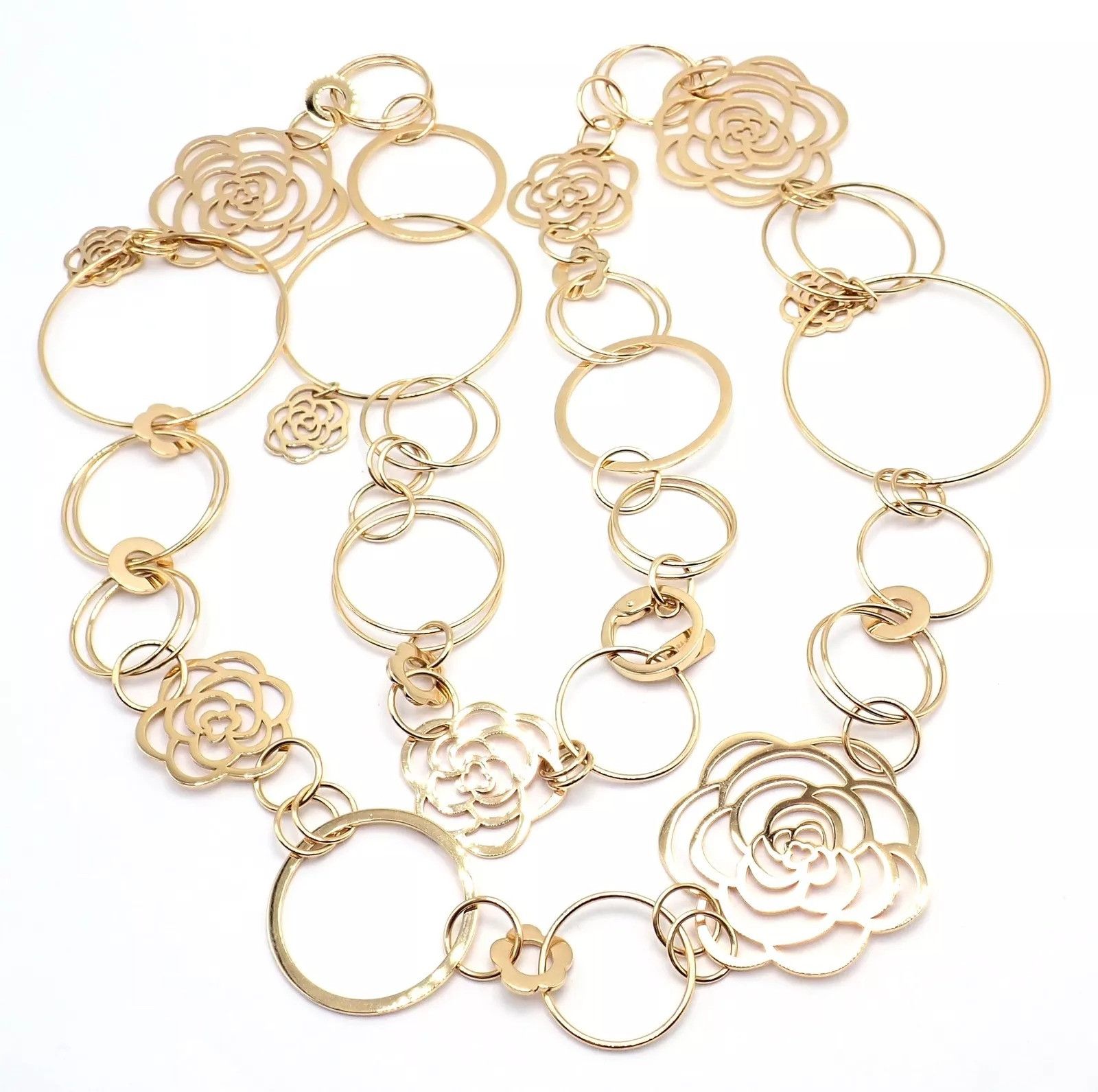 Chanel Camélia Camellia 18k Yellow Gold Flower Link Necklace