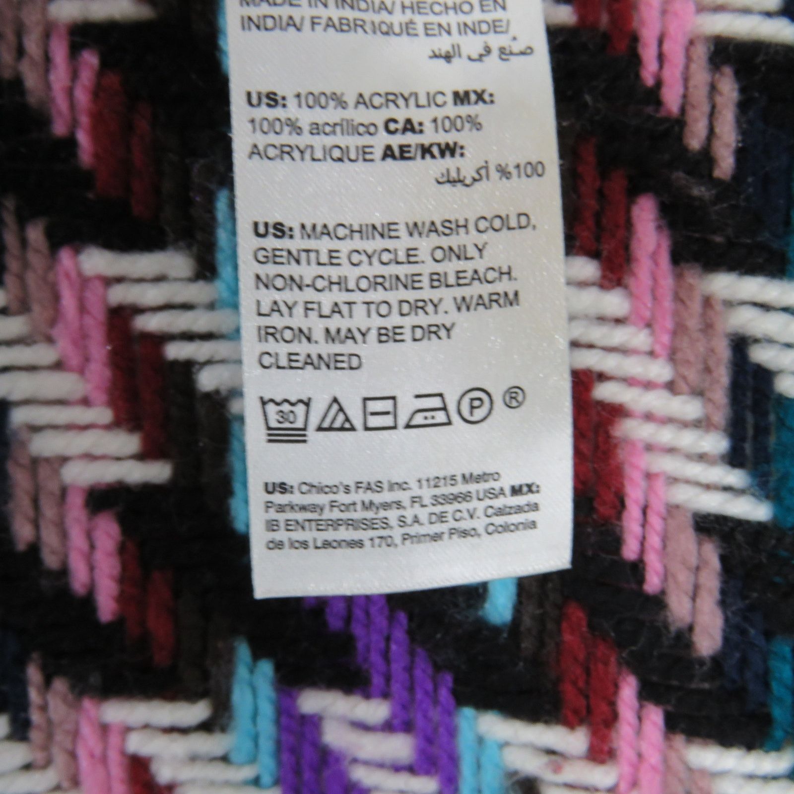 Chicos Chico's Houndstooth Ruana Wrap Shall Knit Sweater Rainbow Size M / US 6-8 / IT 42-44 - 5 Thumbnail