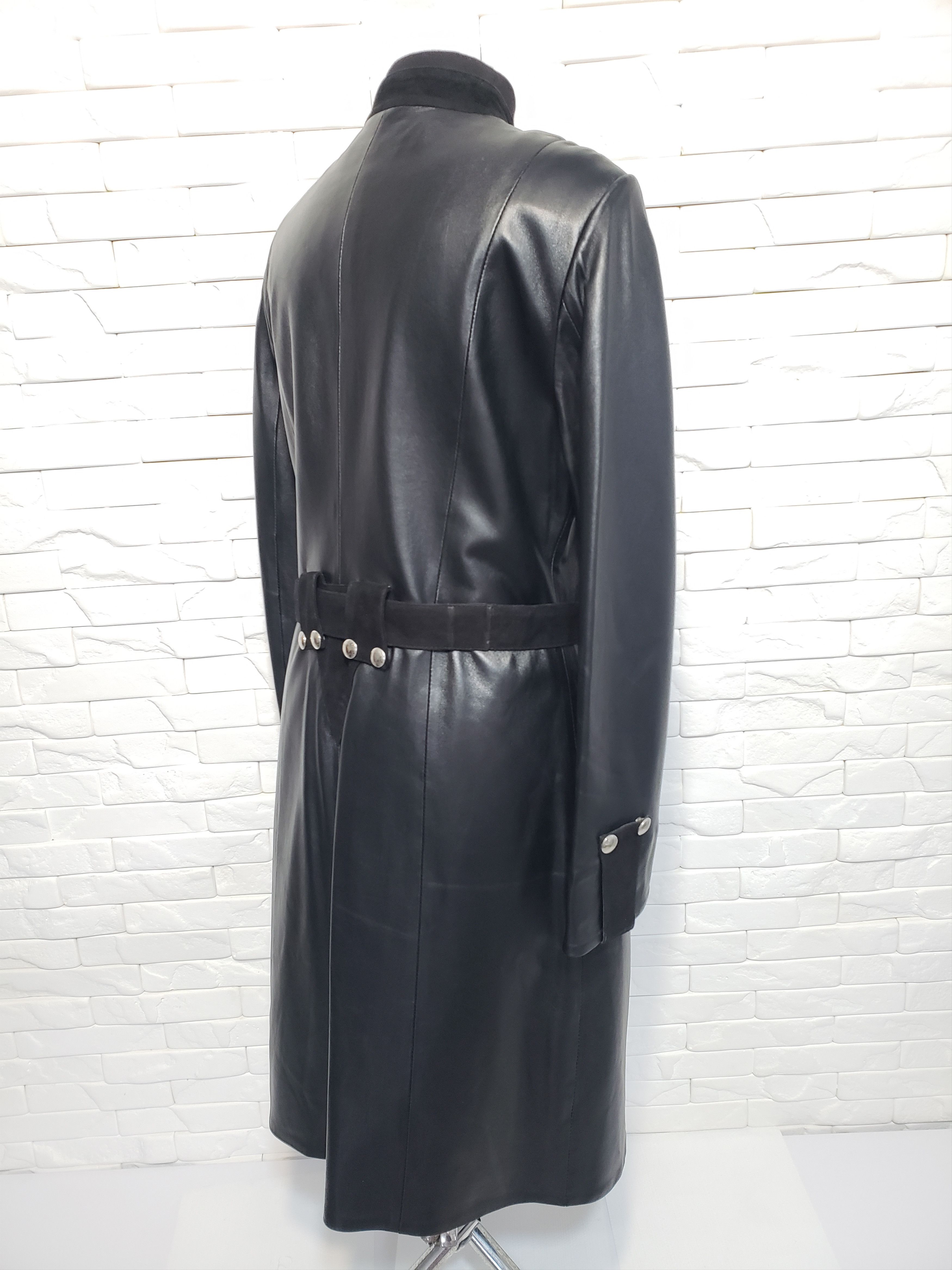 Genuine Leather Women black leather raincoat. Size XL / US 12-14 / IT 48-50 - 5 Thumbnail