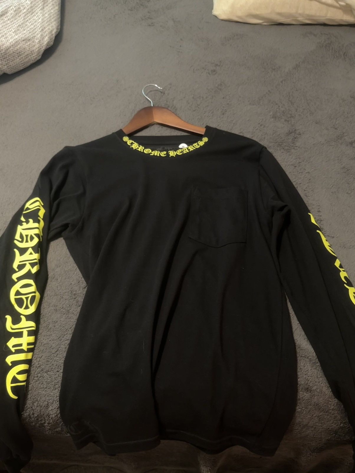 Image of Chrome Hearts Chrome Heart Long Sleeves in Yellow, Men's (Size Small)