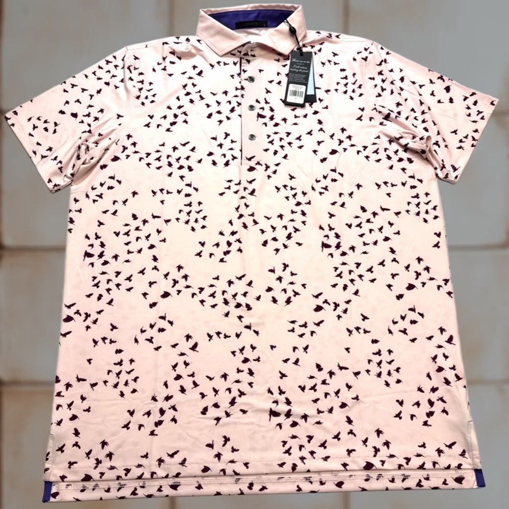 Vintage Greyson Polo Shirt Crownastie Print Size L Pink Polyester Spandex Short Sleeve Men's Polo Shirt Size US L / EU 52-54 / 3 - 1 Thumbnail