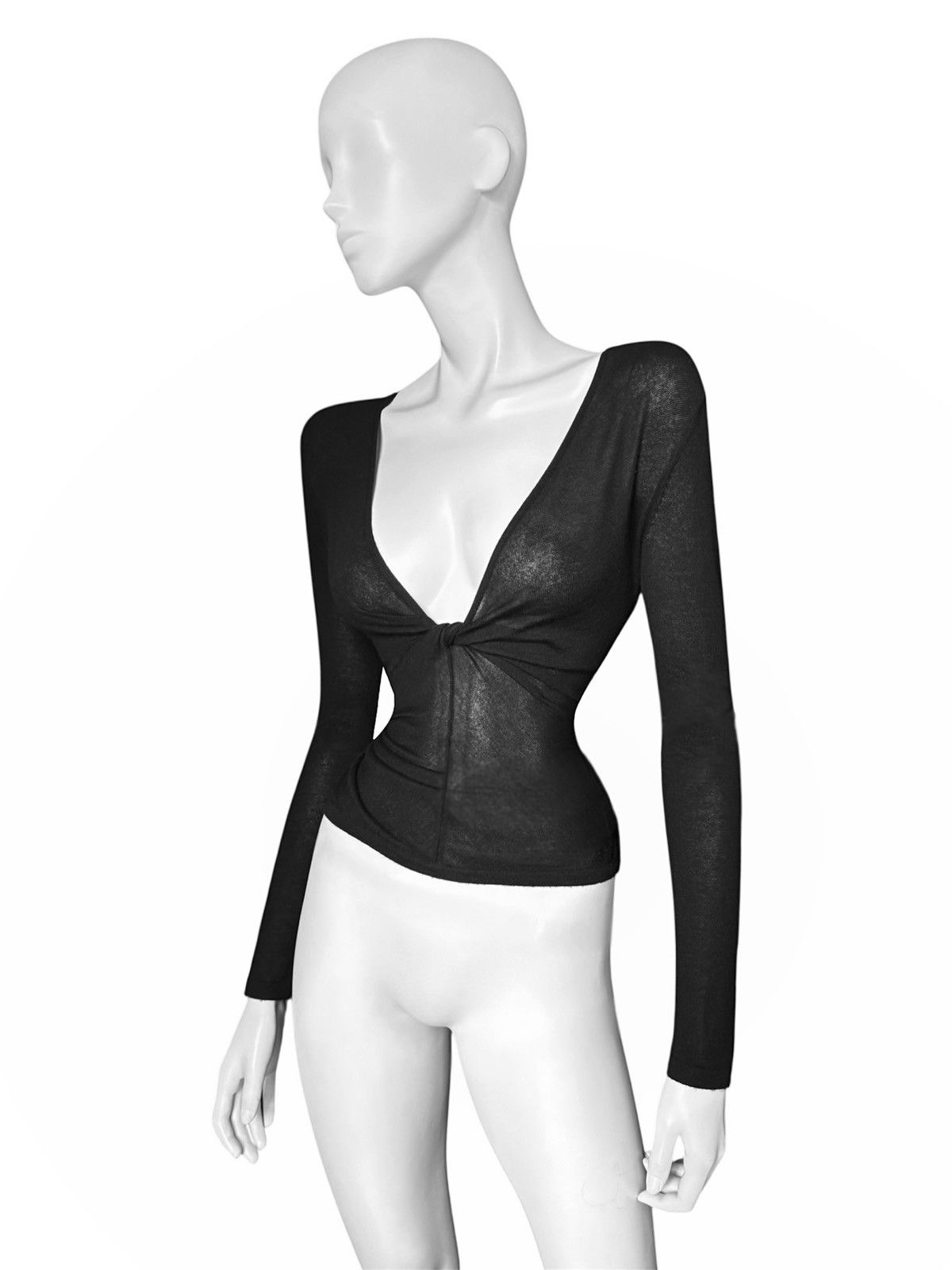 Gucci Runway Gucci by Tom Ford Draped Semi Sheer Cashmere Blouse Size M / US 6-8 / IT 42-44 - 4 Thumbnail