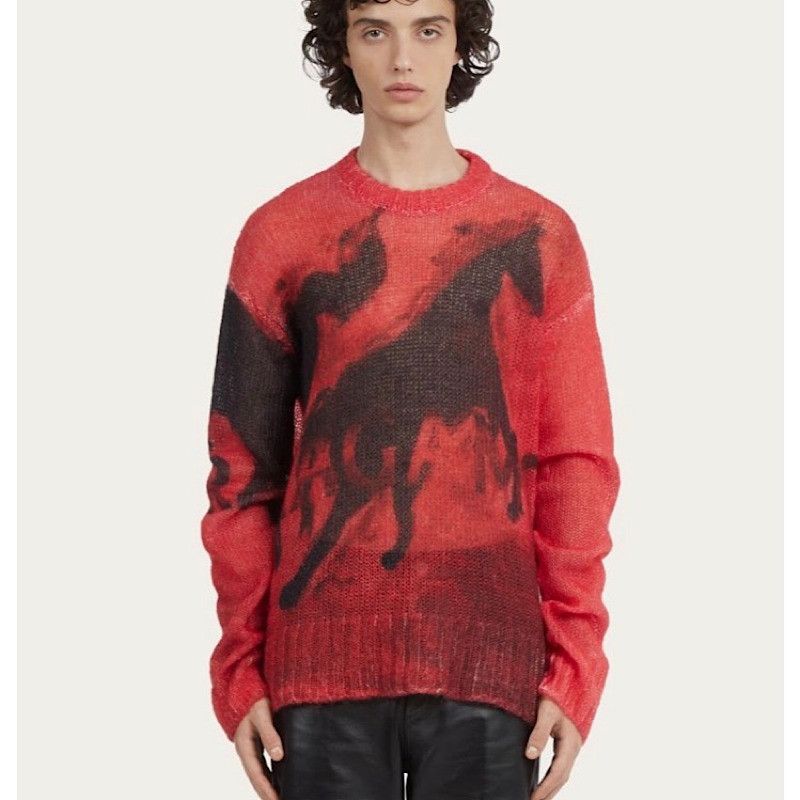 Salvatore Ferragamo o1s1rm0924 Mustang Print Sweater in Red/Black Size US M / EU 48-50 / 2 - 2 Thumbnail