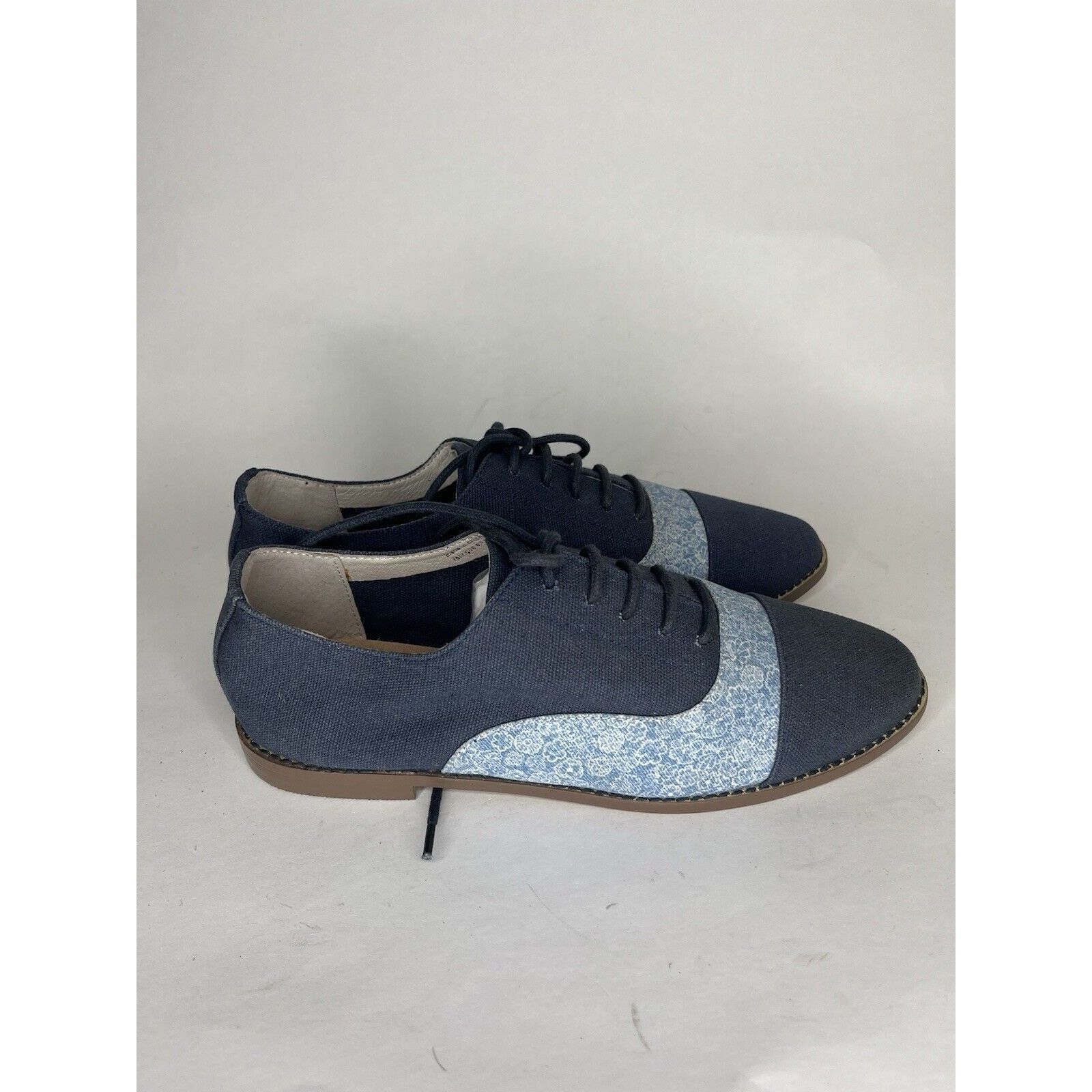 Other Marais USA Shoes Blue Floral Canvas Cap Toe Lace Up Oxfords Size US 8 / IT 38 - 9 Thumbnail