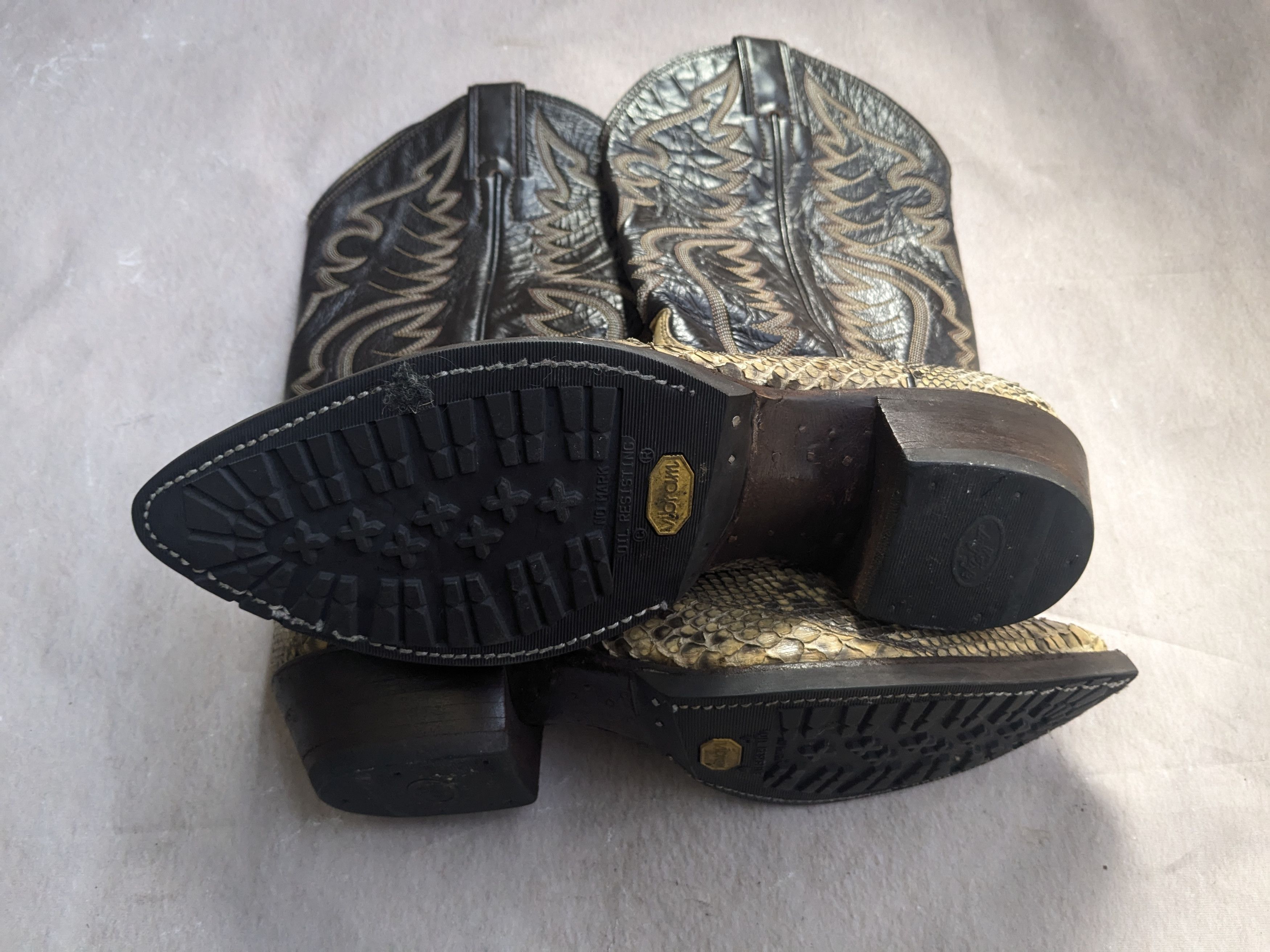 Other Justin Cowboy Boots Snakeskin Python Tan Black Leather 9.5 D Size US 9.5 / EU 42-43 - 14 Thumbnail