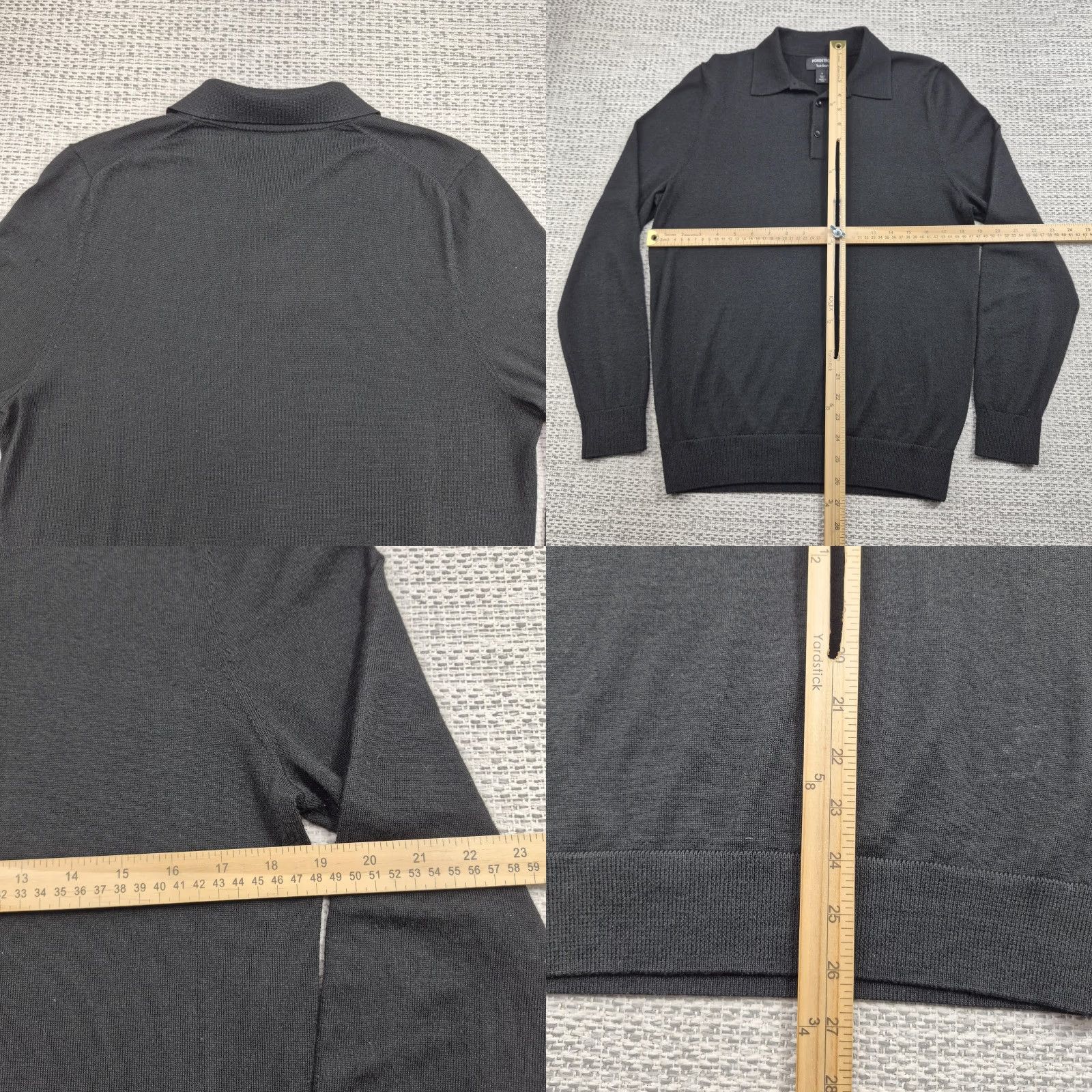 Nordstrom Nordstrom Mens Small Black Tech-Smart Collared Knit Wool Blend Pullover Sweater Size US S / EU 44-46 / 1 - 8 Thumbnail