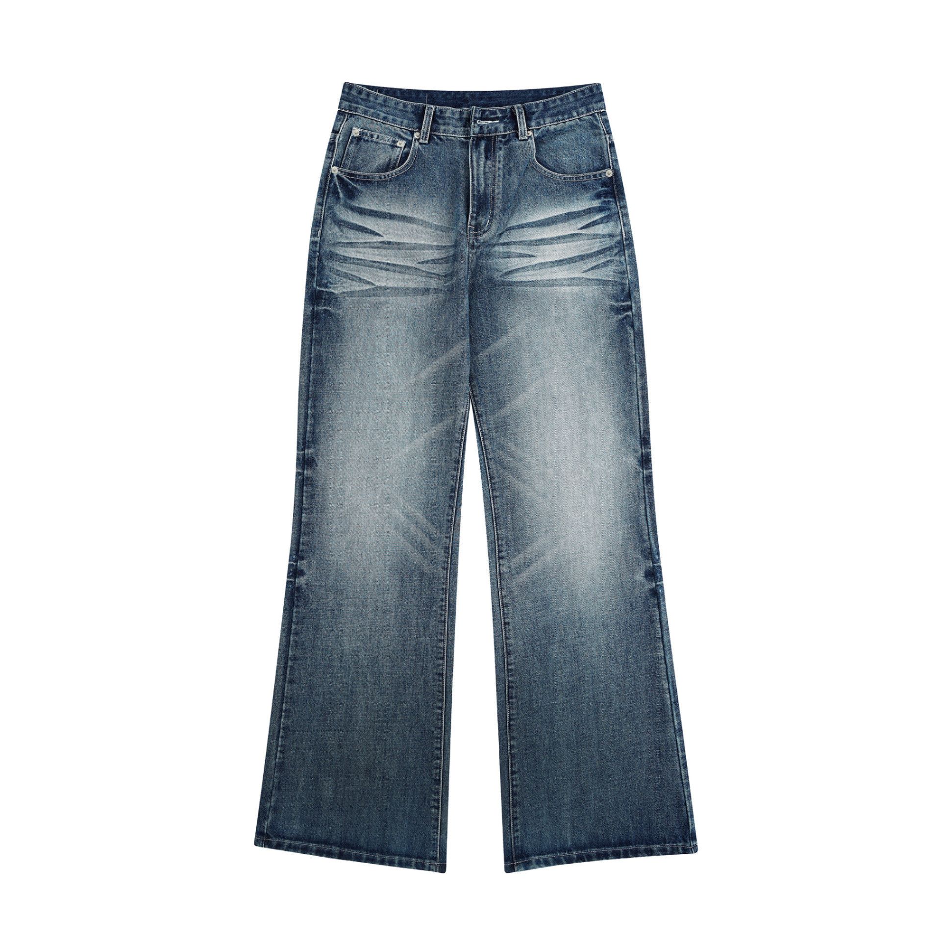Japanese Brand Retro men's straight washed distressed wide-leg jeans Size US 32 / EU 48 - 4 Thumbnail