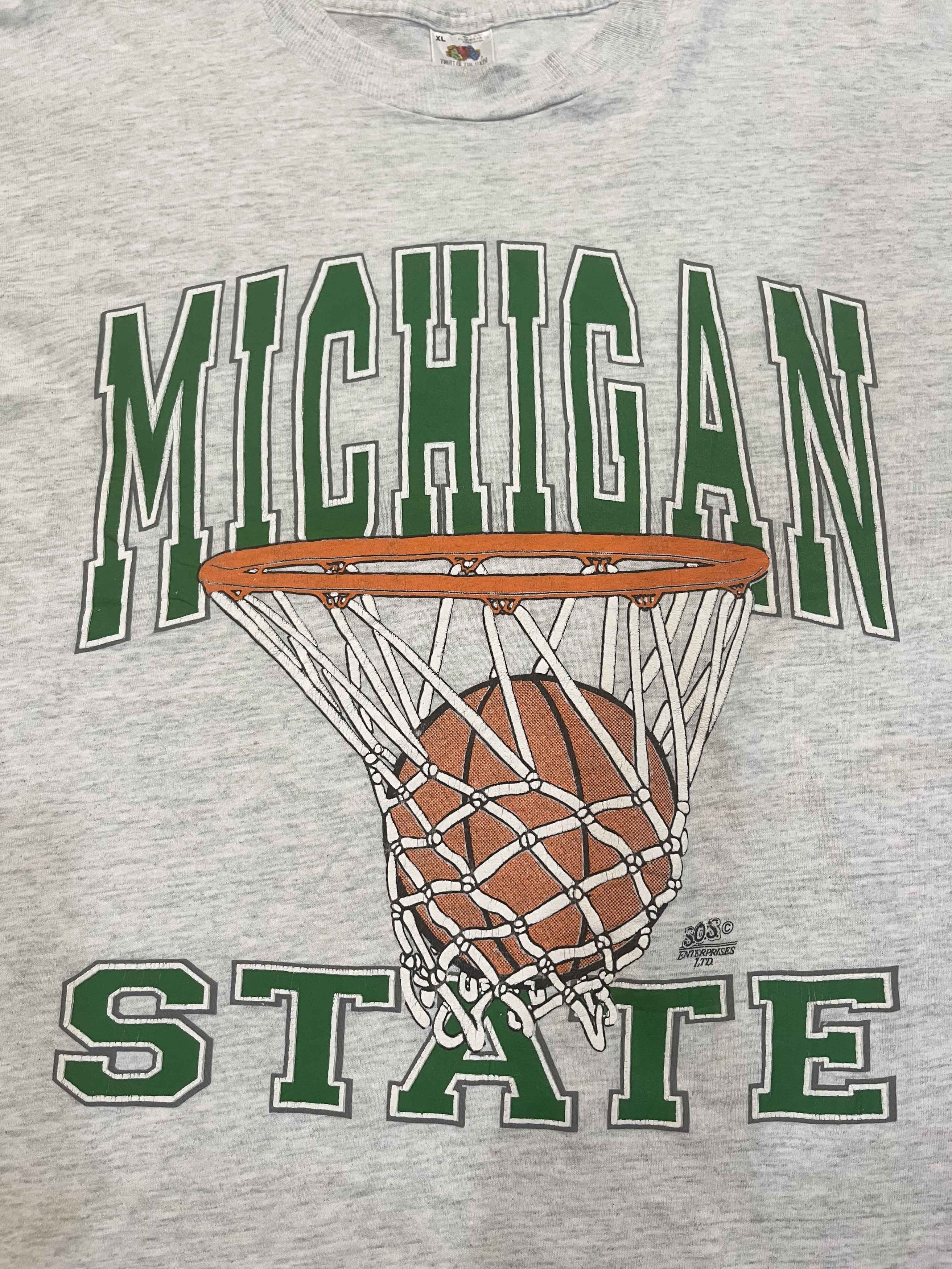 Fruit Of The Loom × NCAA × Vintage Vintage FOTL Michigan State Spartans NCAA Basketball T-Shirt Size US XL / EU 56 / 4 - 2 Thumbnail
