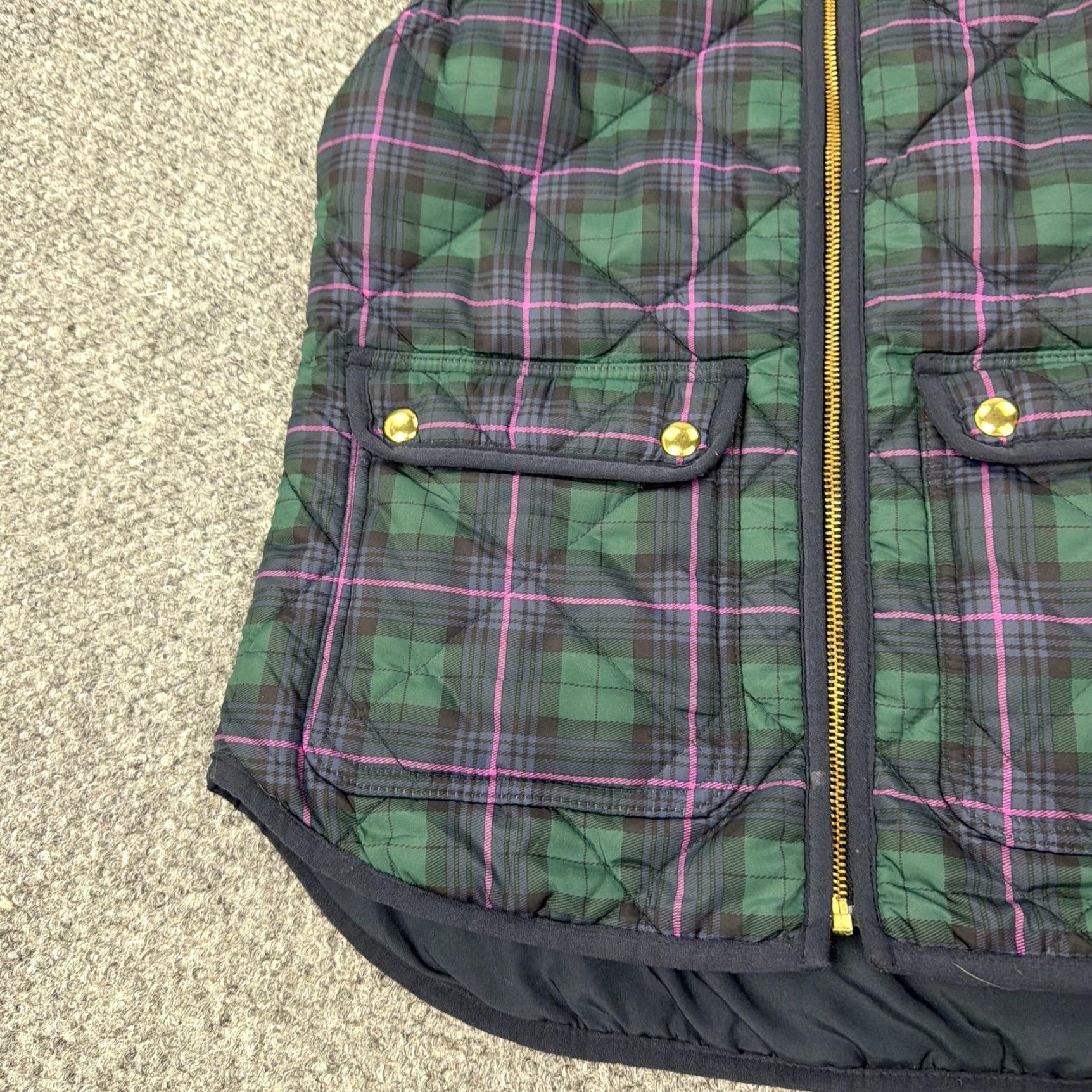 J.Crew J.CREW Vest Womens XXS Green Plaid Quilted Puffer Zip Insulated Size XXS / US 00 / IT 34 - 3 Thumbnail