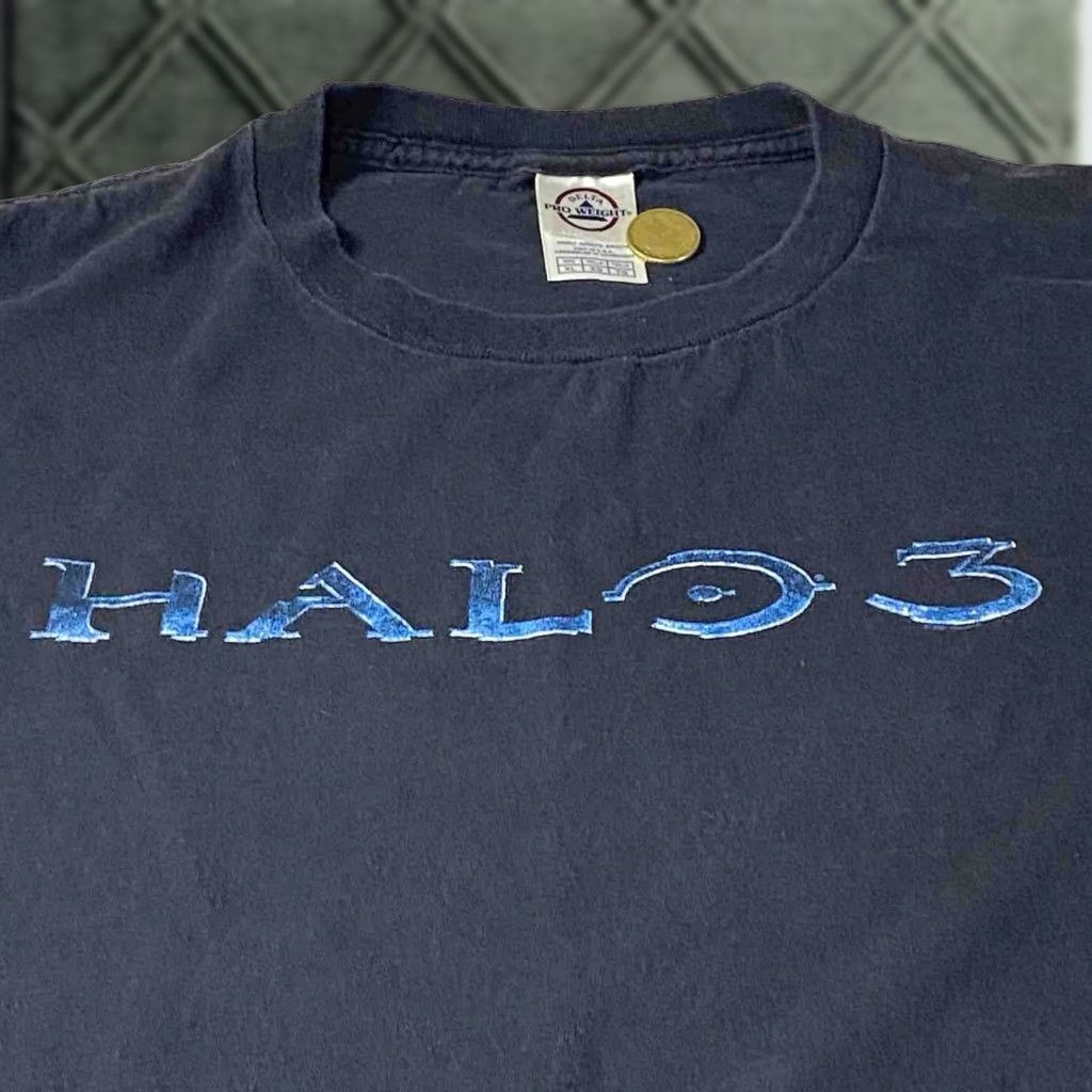 Gildan VINTAGE Halo 3 Bubble Logo Black T Shirt XL XG TG XLT Unisex 2000s Grunge Short Sleeve Cotton Blend Gildan Rare Original Mens Womens Boys Girls Size US XL / EU 56 / 4 - 1 Thumbnail