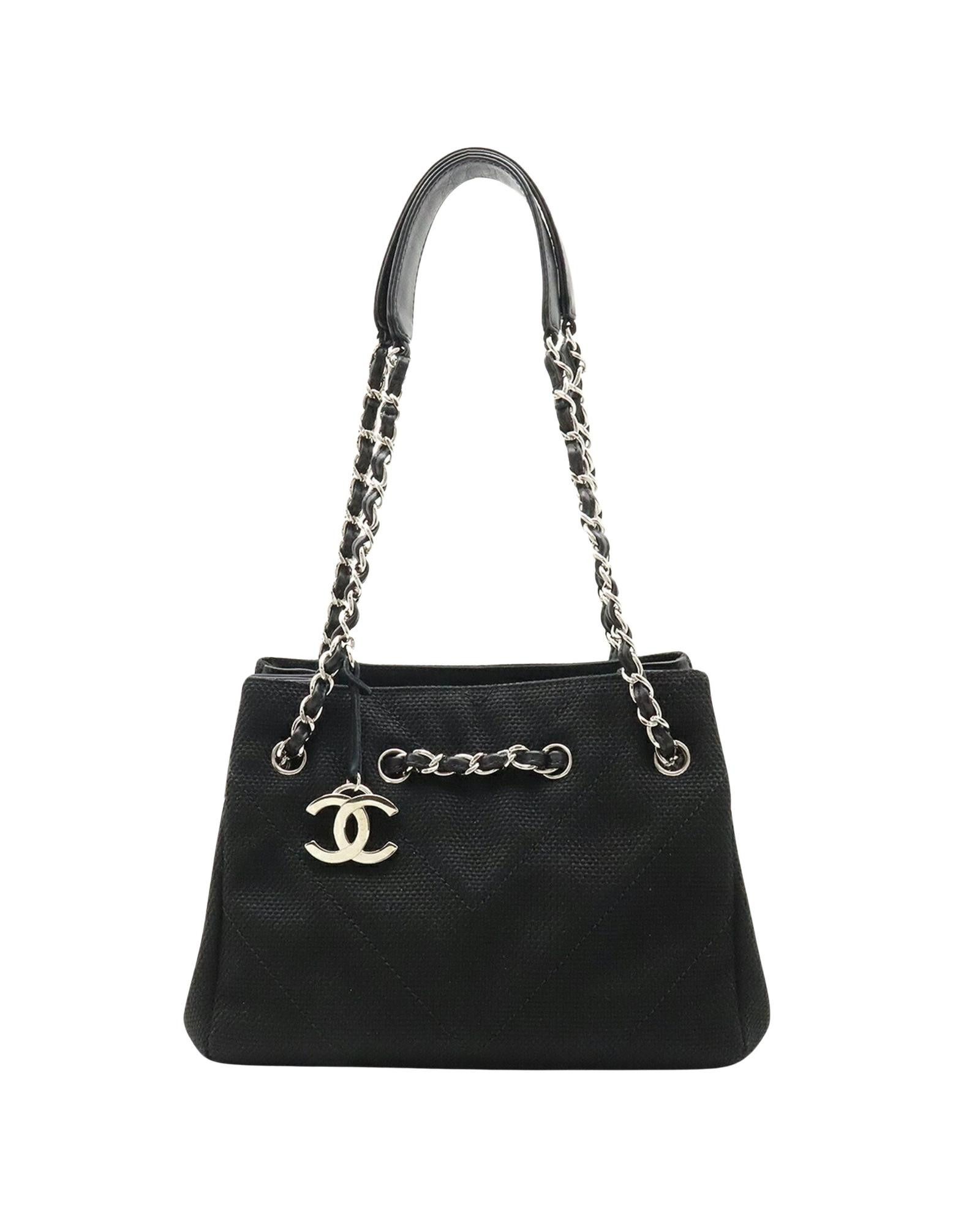 image of Chanel Versatile Black Canvas Tote Bag, Women's