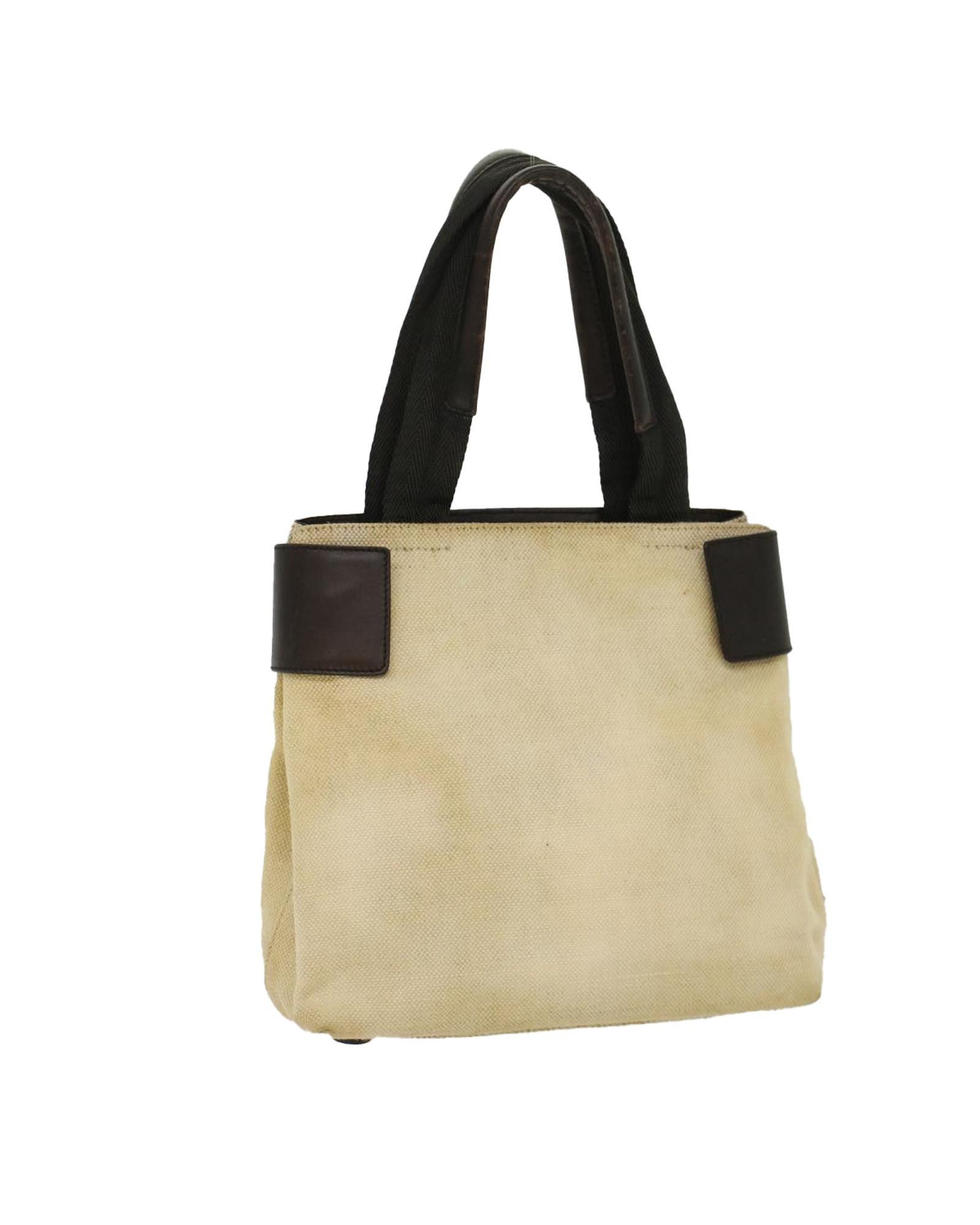 image of Prada Elegant Beige Canvas Handbag, Women's