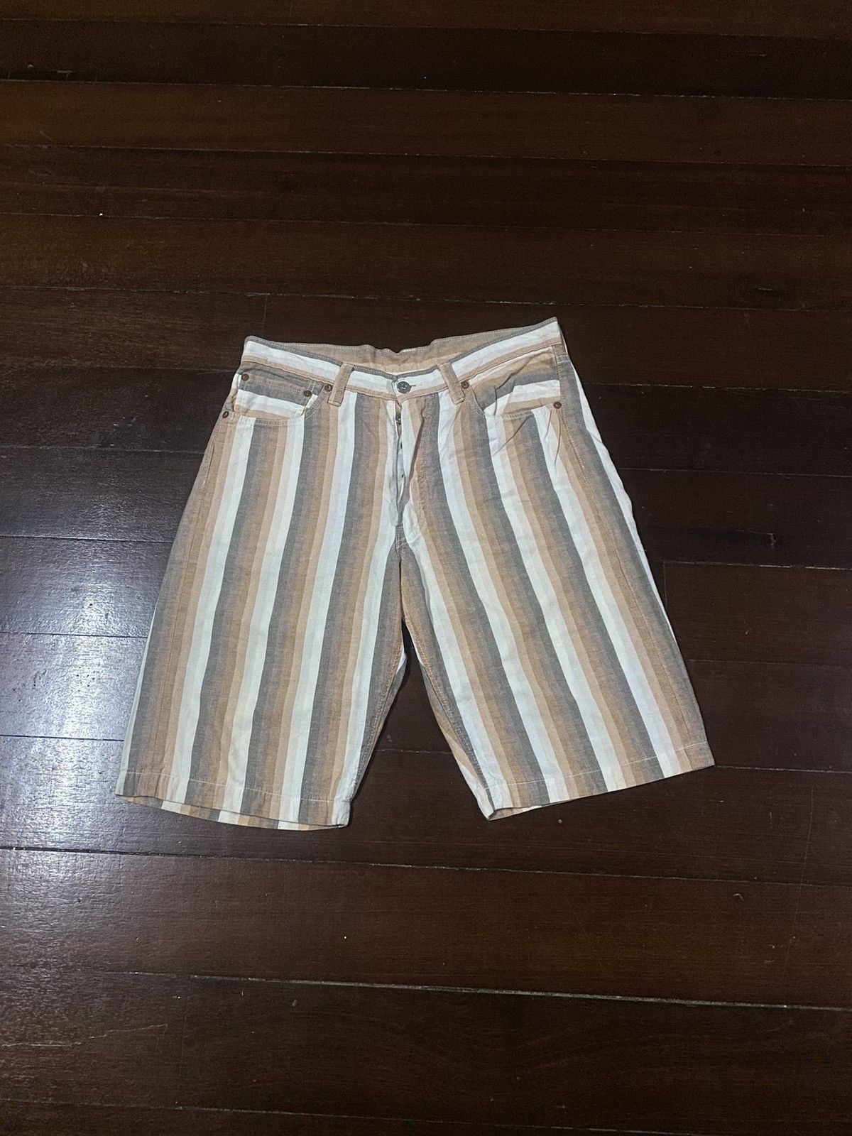 image of Iron Heart x Kapital Amazing Fire Vintage Sugar Cane Stripe Shorty Pant, Men's (Size 34)