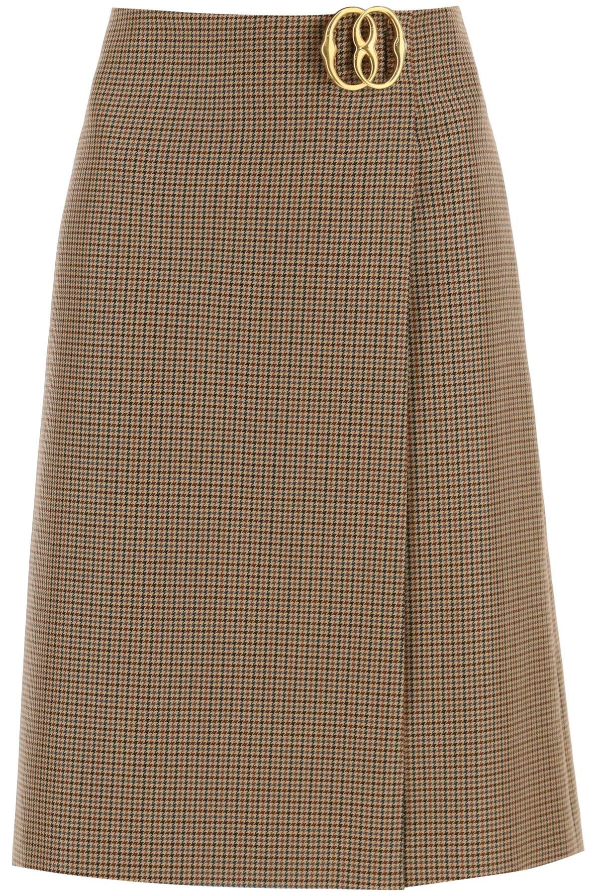 Bally BALLY Houndstooth A-Line Skirt With Emblem Buckle Size 27" / US 4 / IT 40 - 1 Thumbnail