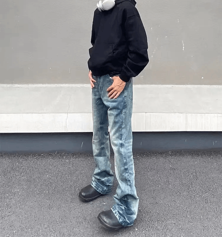 Japanese Brand × Jean High Street Aged Washed Straight Leg Micro Flare Jeans Size US 32 / EU 48 - 4 Thumbnail