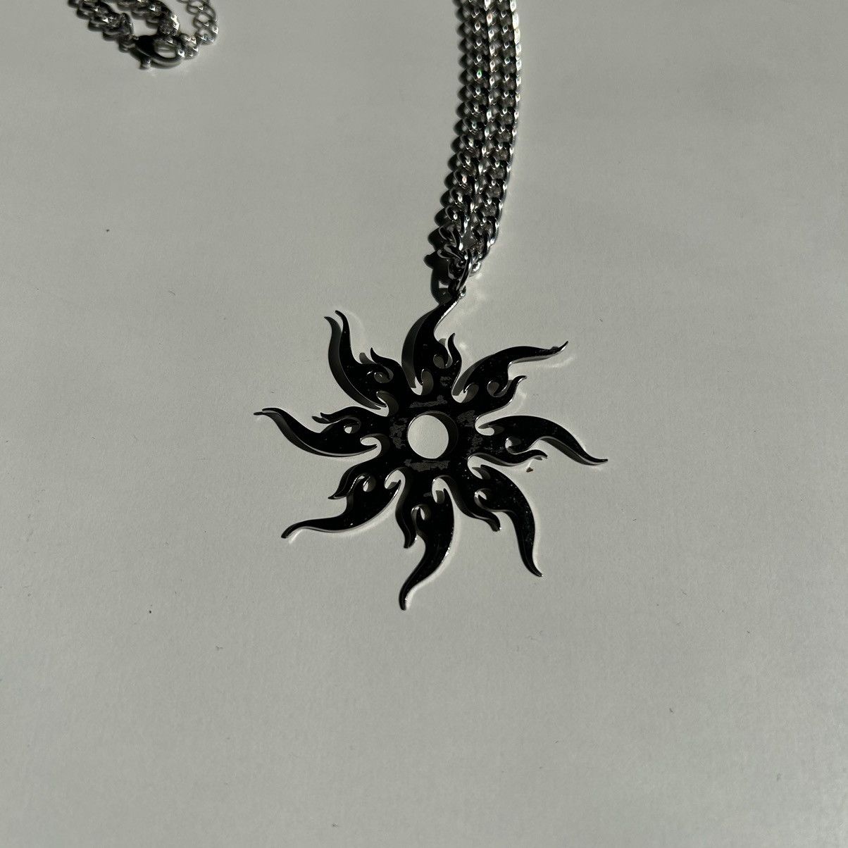 Japanese Brand × Vintage Y2K 2000s Bio Sun spike silver chrome pendant skater chain Size ONE SIZE - 4 Thumbnail