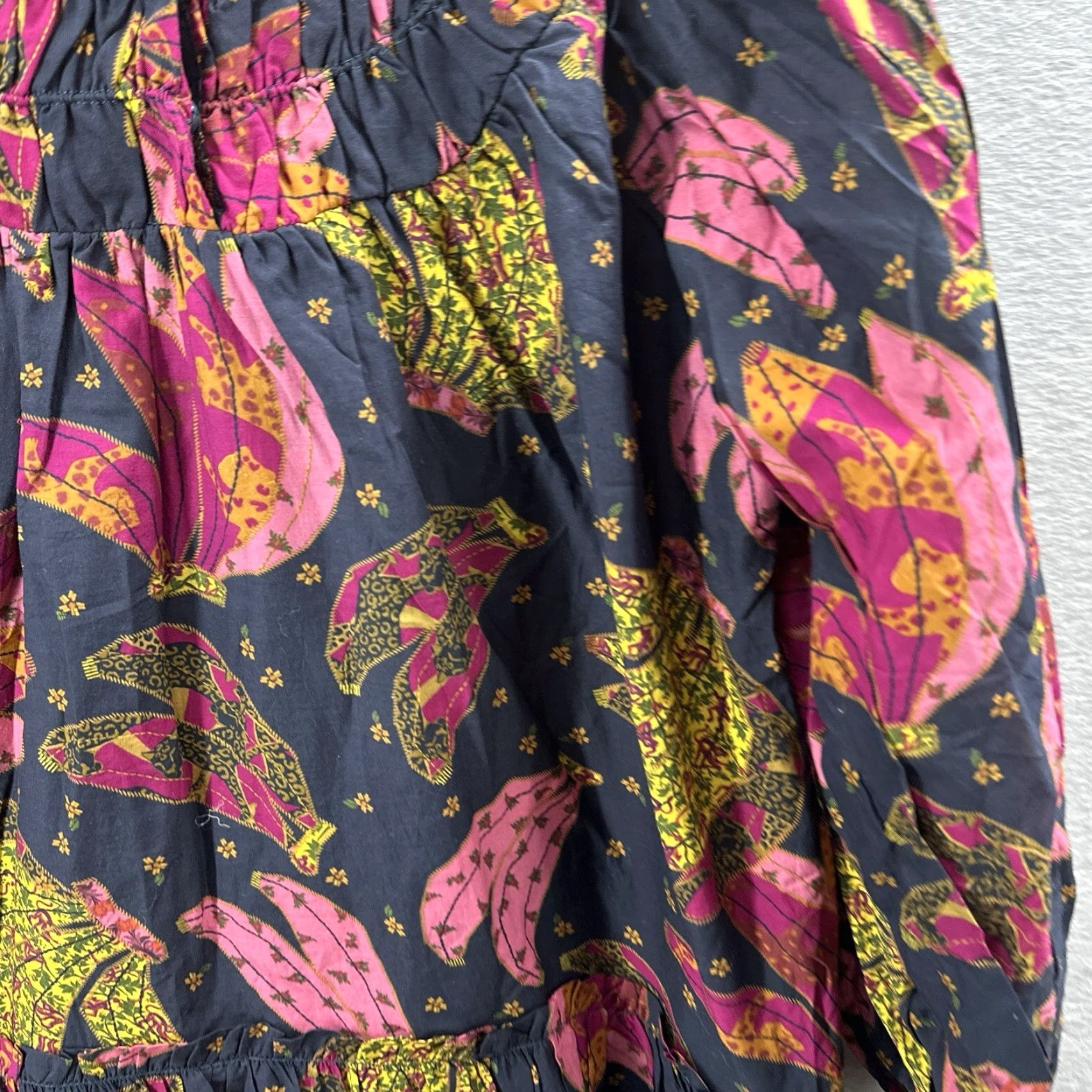 Farm Rio FARM Rio Patchwork Bananas Mini Dress Womens XS Black Boho Bohemian XS Patchwork Maxi Mini 90s Concert Boho Womens Size XS / US 0-2 / IT 36-38 - 4 Thumbnail
