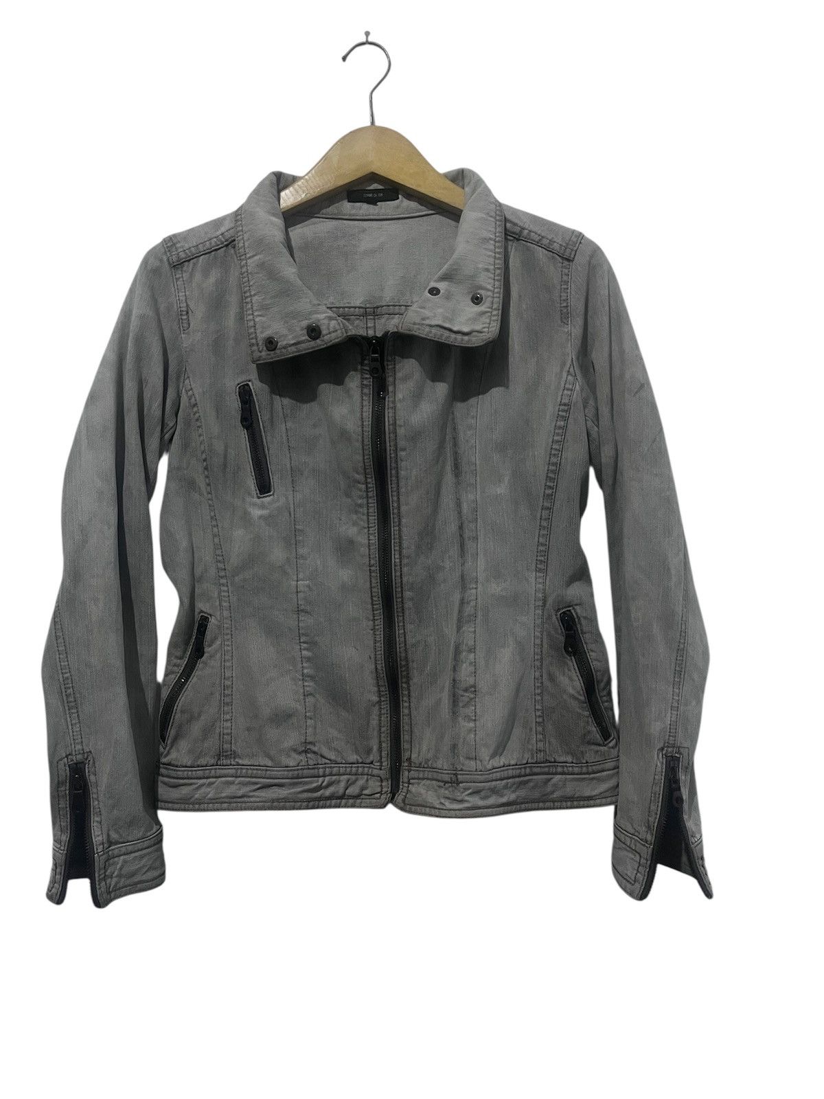 Comme Ca Ism COMME CA ISM Washed Grey Denim Rider Jacket Moto Size US M / EU 48-50 / 2 - 1 Thumbnail