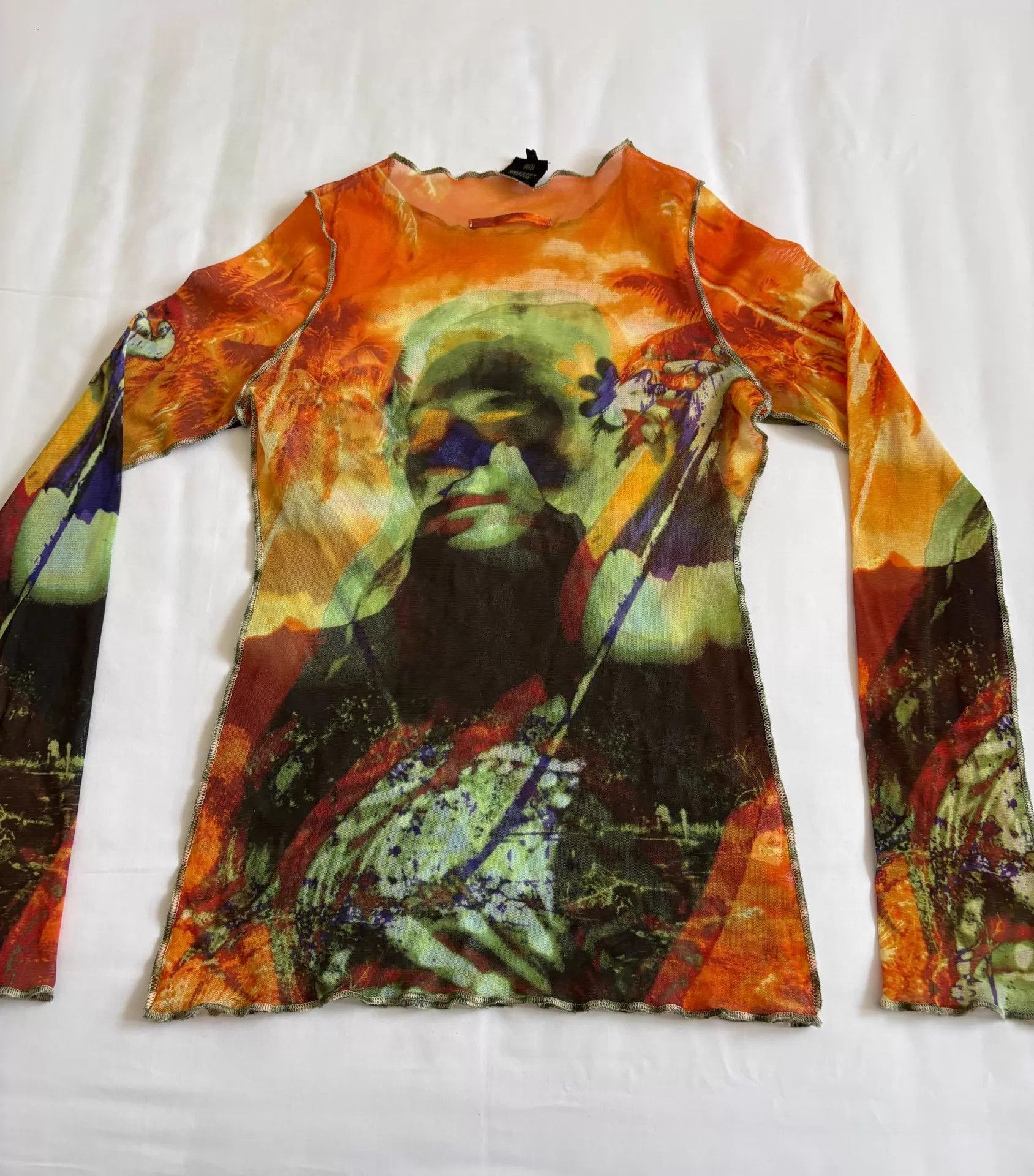 Jean Paul Gaultier JP Gaultier Vintage Sheer Floral Portrait Blouse Size S / US 4 / IT 40 - 8 Thumbnail