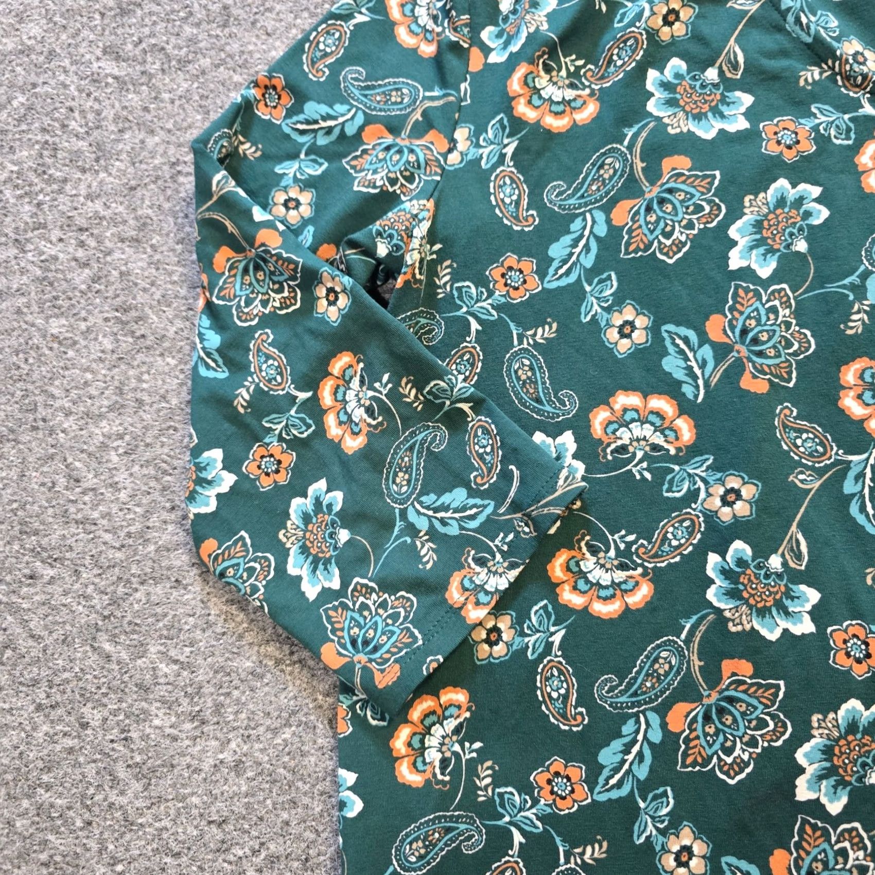 J. Jill J Jill Top Womens XS Green Floral Tunic Long Sleeve V Neck Wearever Casual Shirt Size XS / US 0-2 / IT 36-38 - 5 Thumbnail