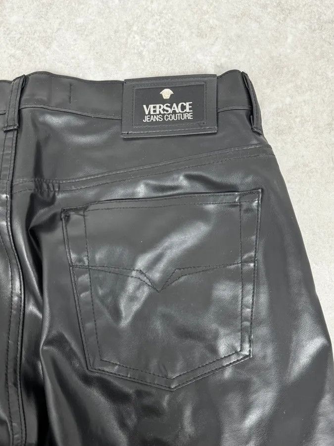 Versace 2000s Versace Black Eco Slim Leather Biker Pants Size US 32 / EU 48 - 8 Thumbnail