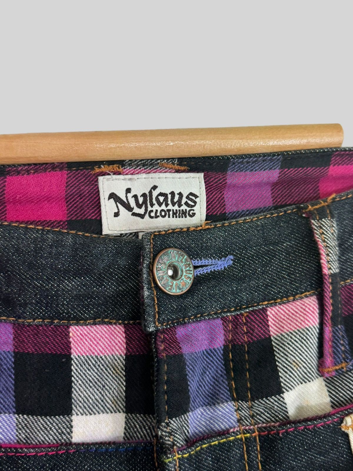 Hysteric Glamour × Japanese Brand NYLAUS CLOTHING Plaid Tartans Junya Watanabe Denim Jeans Size US 31 - 8 Thumbnail