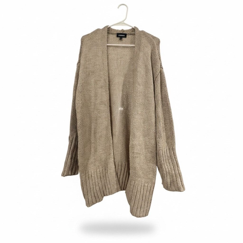 Express Express Women’s Small Petite Beige Chunky Knit Cardigan Size S / US 4 / IT 40 - 1 Thumbnail