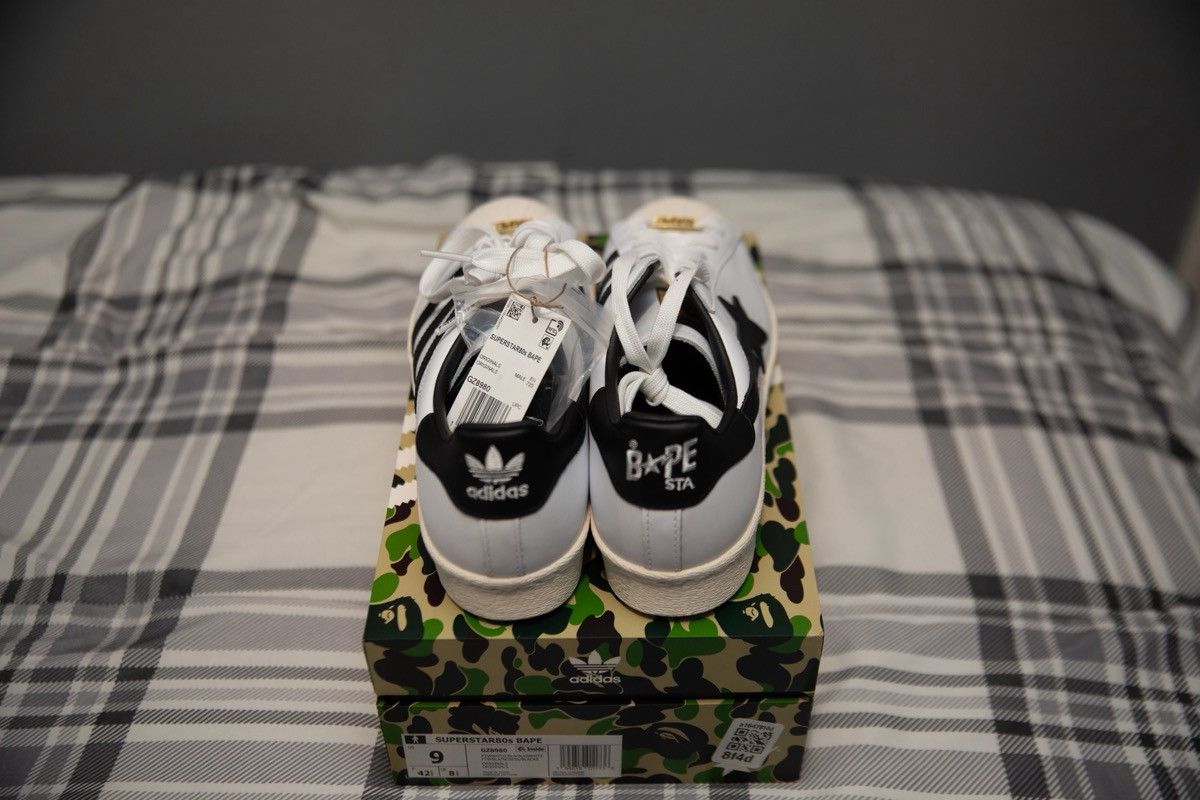 Adidas × Bape Bape x Superstars ‘Black and White’ Size US 9 / EU 42 - 4 Thumbnail