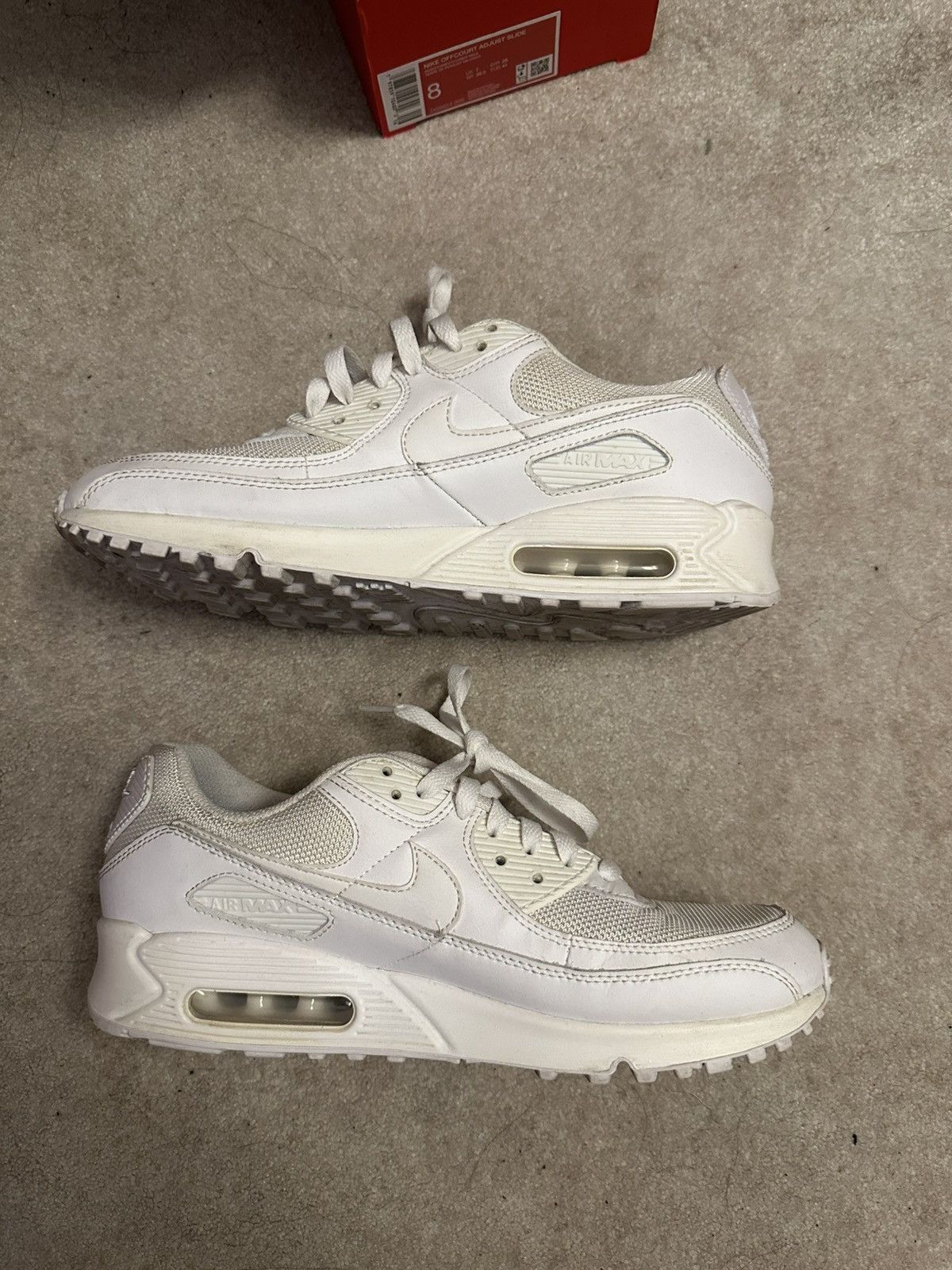 Nike Used Air Max 90 ‘Triple White’ Size US 9.5 / EU 42-43 - 1 Thumbnail