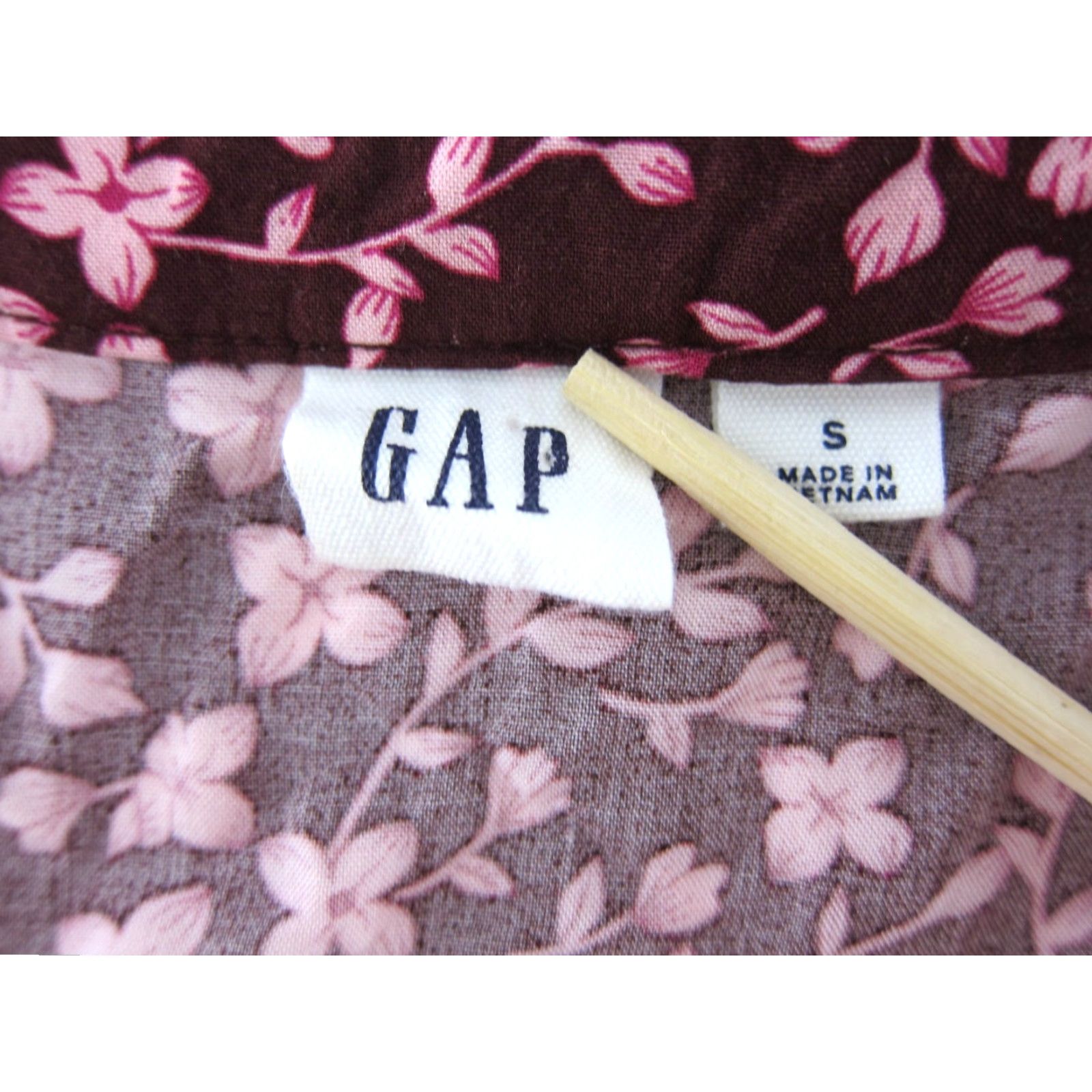 Gap GAP Dress Pink Floral Long Sleeve V-Neck Tunic Smock 100% Rayon Small Women Size S / US 4 / IT 40 - 3 Thumbnail