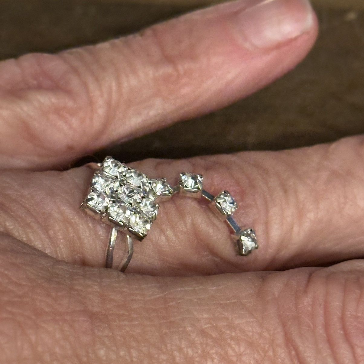 Vintage vintage rhinestone kite ring Size ONE SIZE - 4 Thumbnail