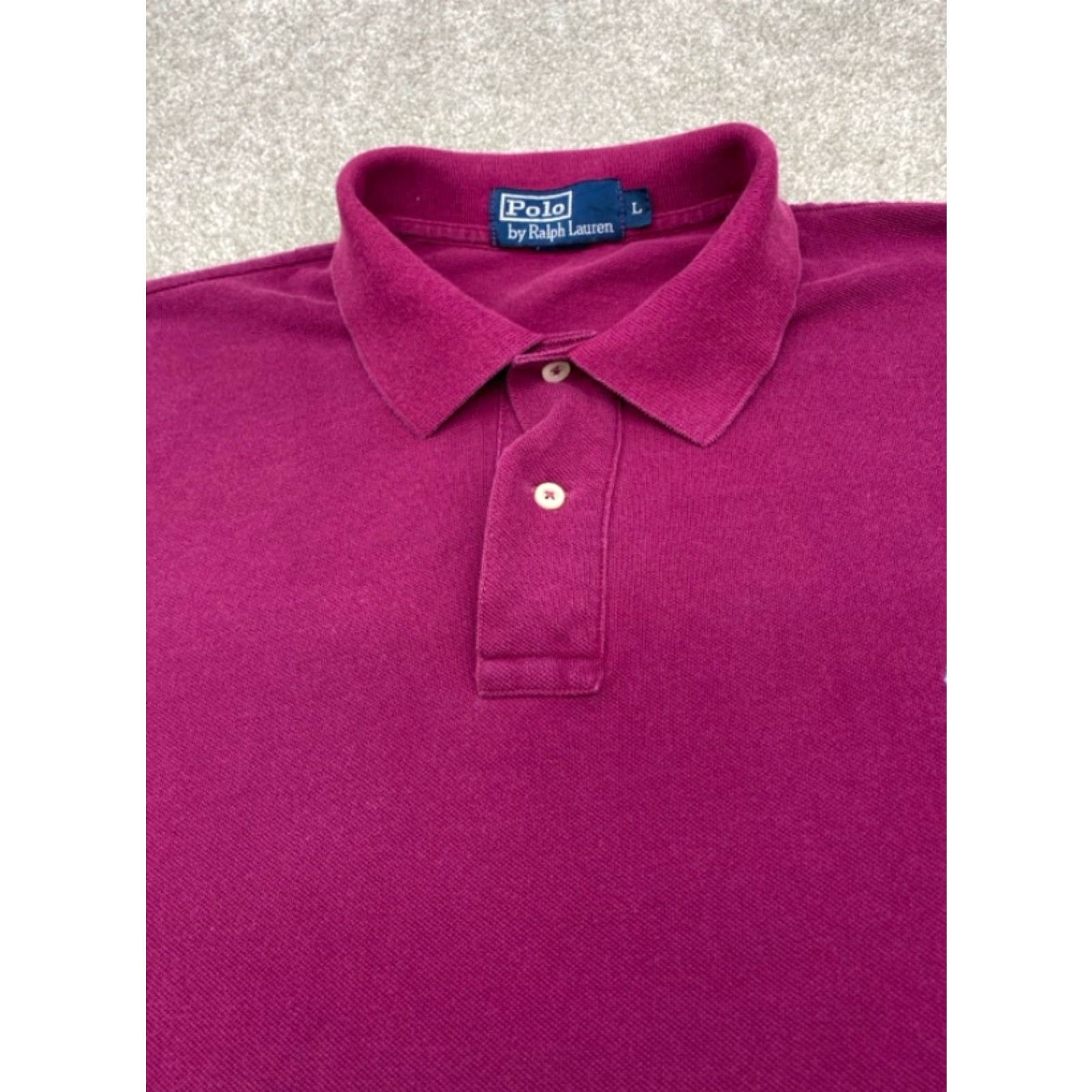 Polo Ralph Lauren Polo Shirt Polo Ralph Lauren Polo Men's Large Short Sleeve Plum Cotton 5905 Purple Polo Size US L / EU 52-54 / 3 - 2 Thumbnail