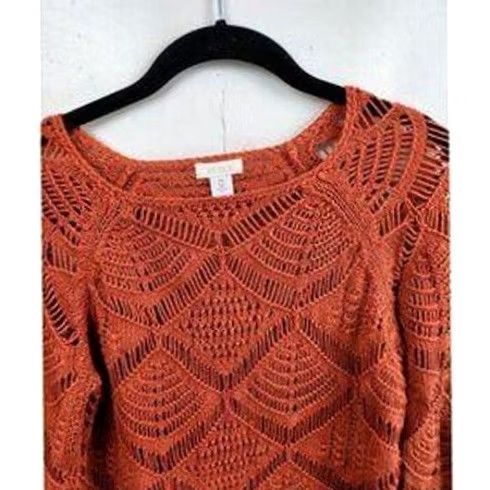 Vintage Chicos Sweater Womens Size Small Orange BOHO Pointelle Knit Pullover Coastal Size S / US 4 / IT 40 - 2 Thumbnail