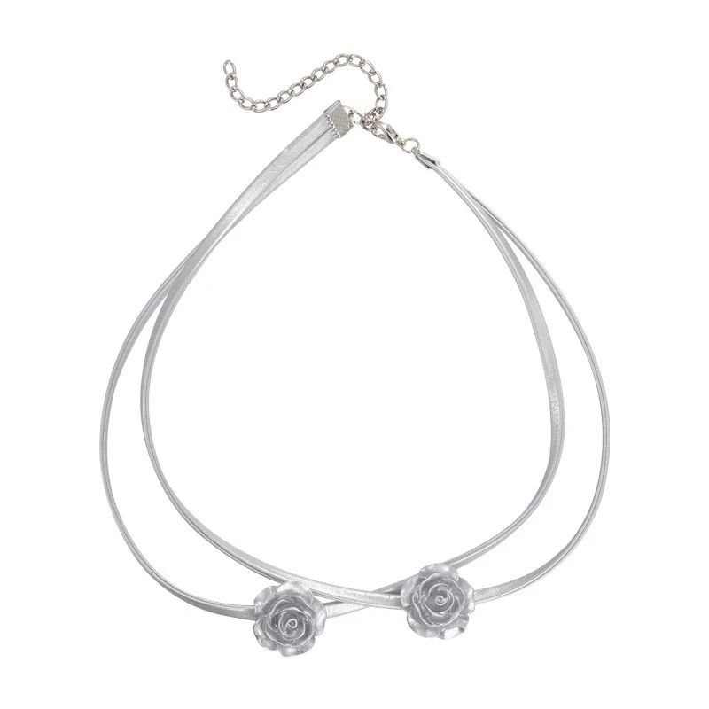 Other Rose Flower Leather Choker Necklace Size ONE SIZE - 7 Thumbnail