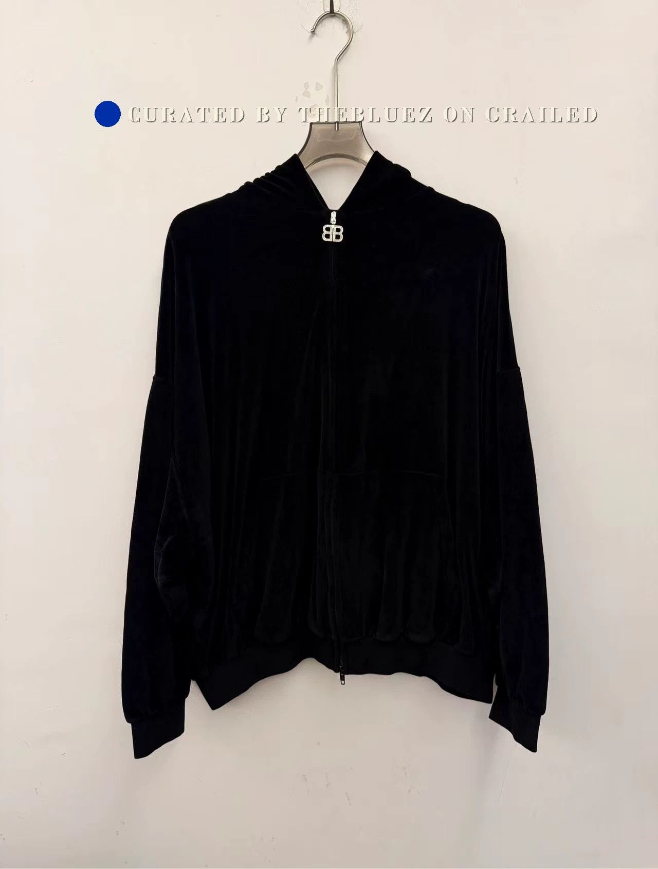 Balenciaga Balenciaga Rhinestone Velvet Zip Hoodie Size US L / EU 52-54 / 3 - 1 Thumbnail