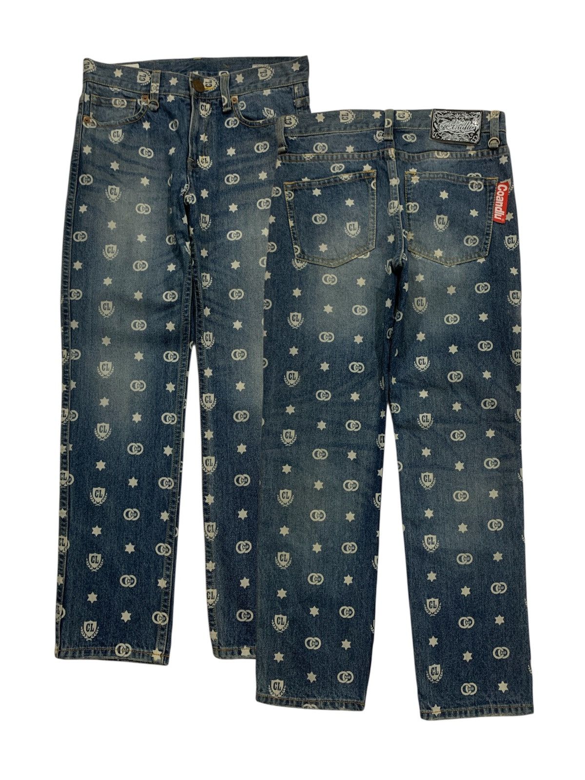Japanese Brand Co&Lu Multi Logo All Over Print Jeans Size US 31 - 1 Thumbnail